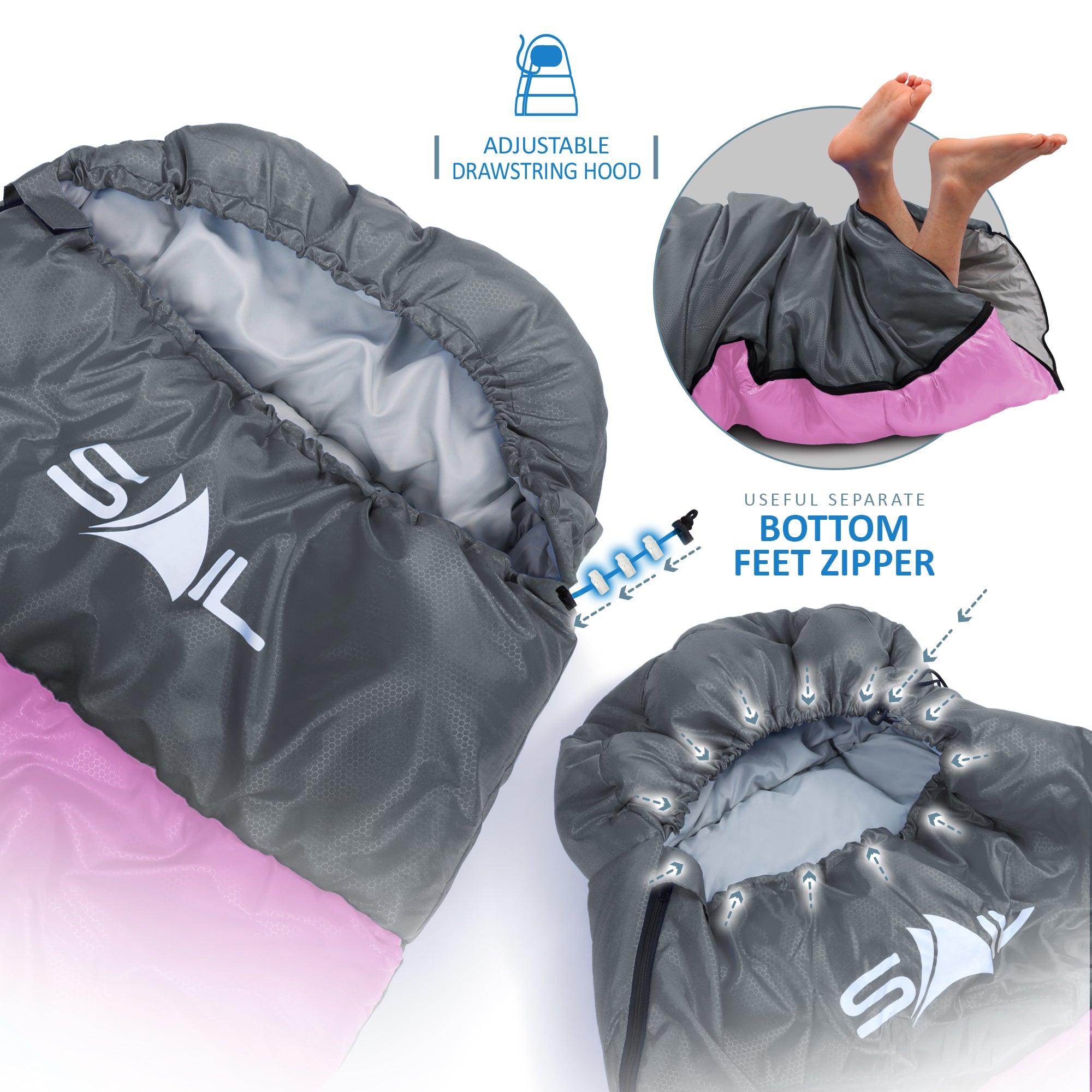 SAIL 'One' Waterproof Sleeping Bag 3-4 Season Indoor & Outdoor Camping Hiking