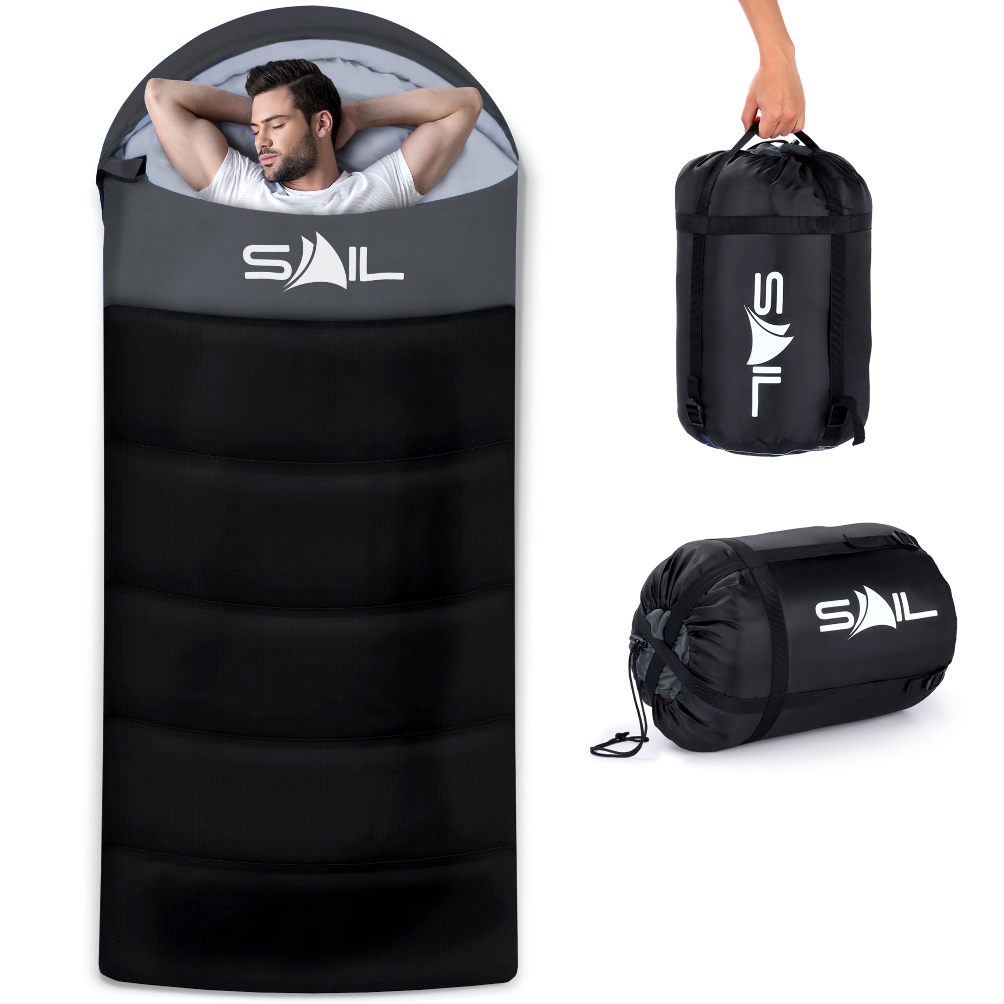 SAIL 'One X' Waterproof Sleeping Bag - Extra Wide for Big & Tall People - 3-4 Season