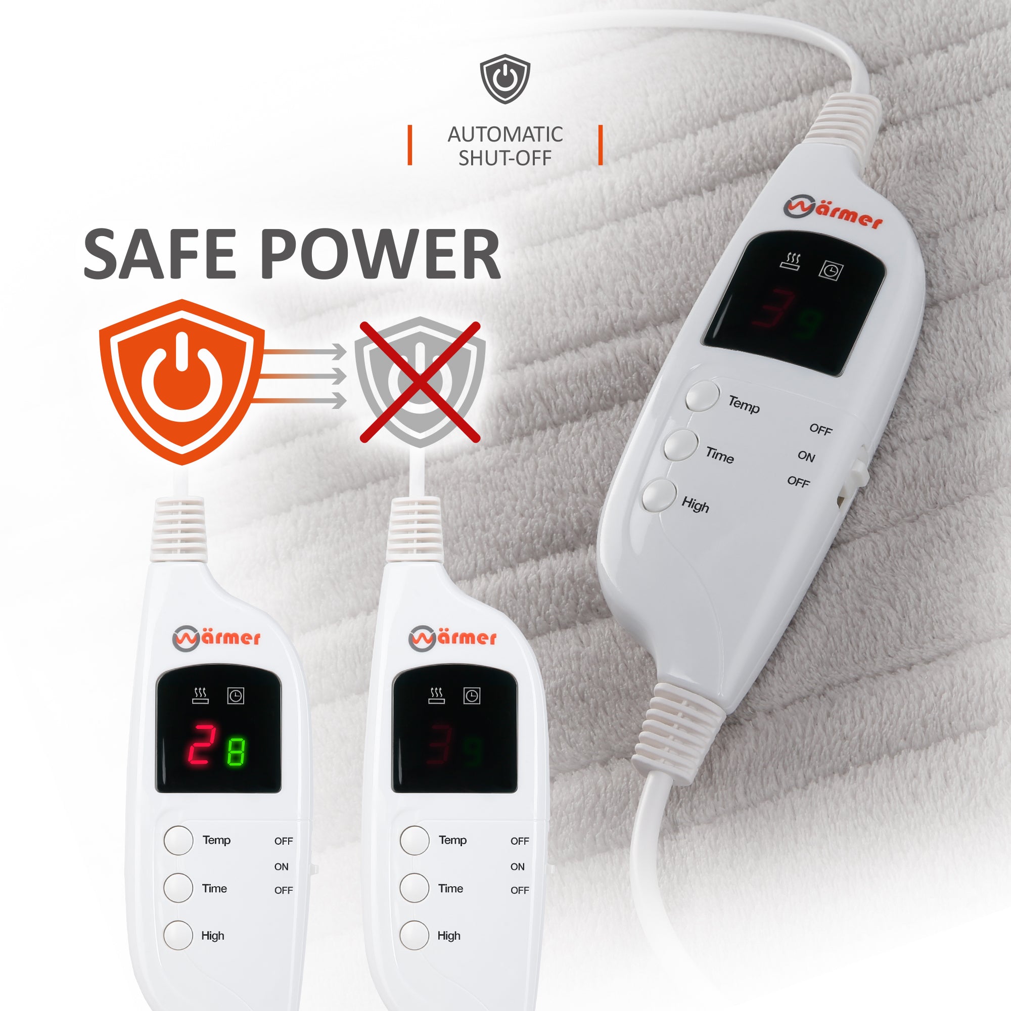 Wärmer Electric Heated Throw Blanket Digital Controller Timer, 9 Heat Setting, Auto Shutoff