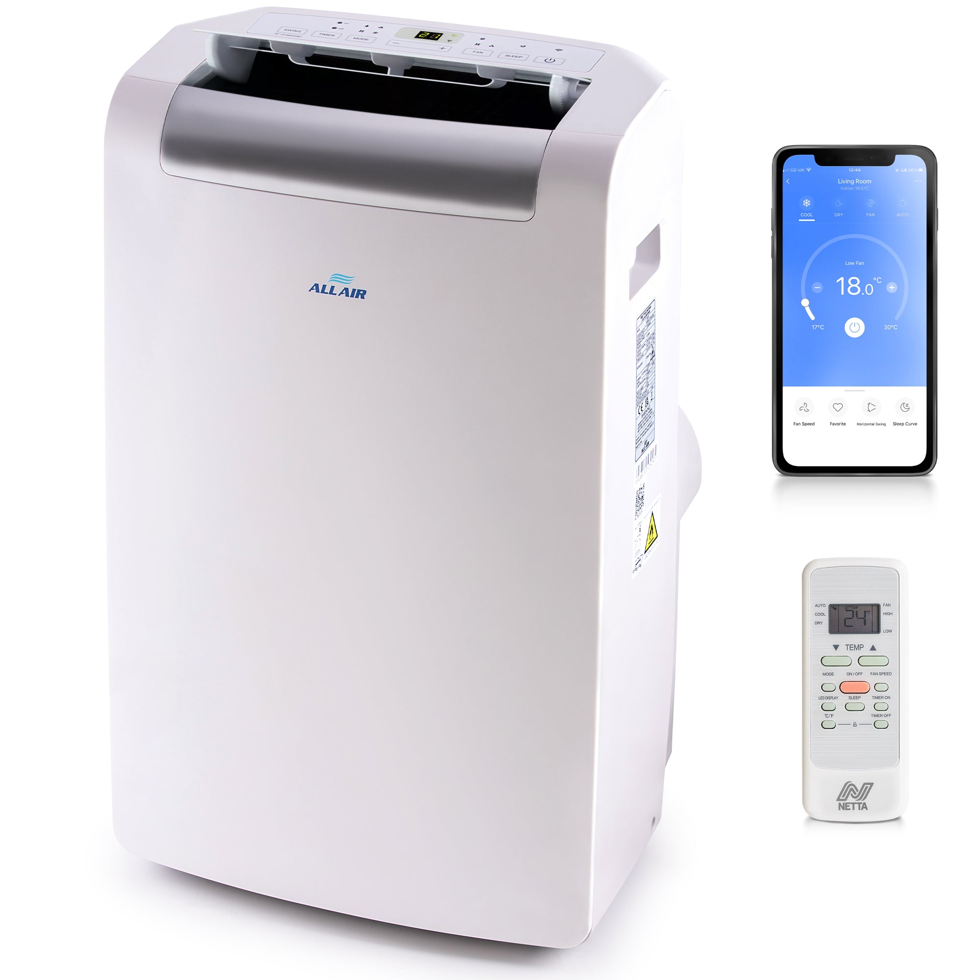 ALLAIR 12000BTU Smart Portable Air Conditioner Unit Remote - App Control