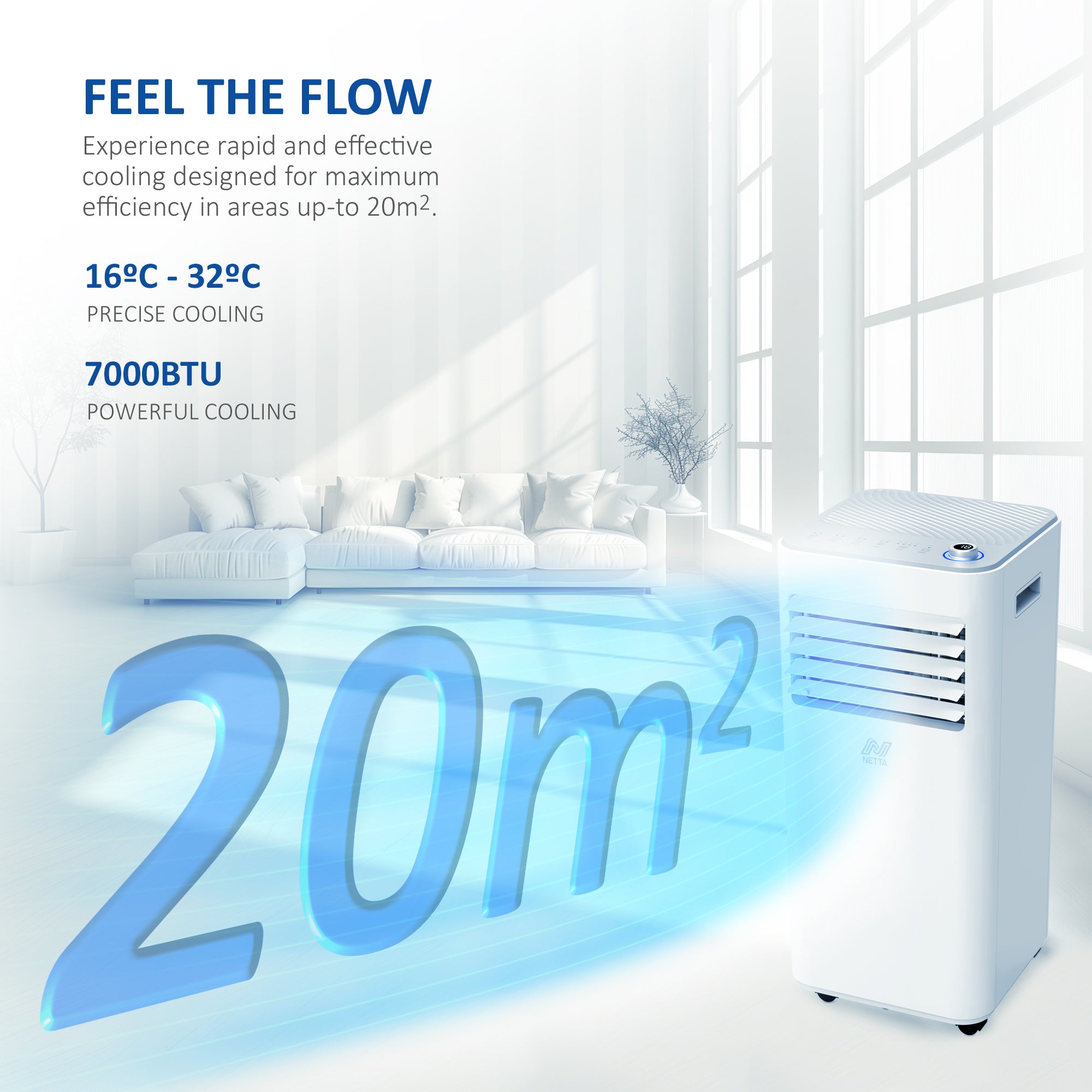 NETTA 7000BTU 3-in-1 Portable Air Conditioner