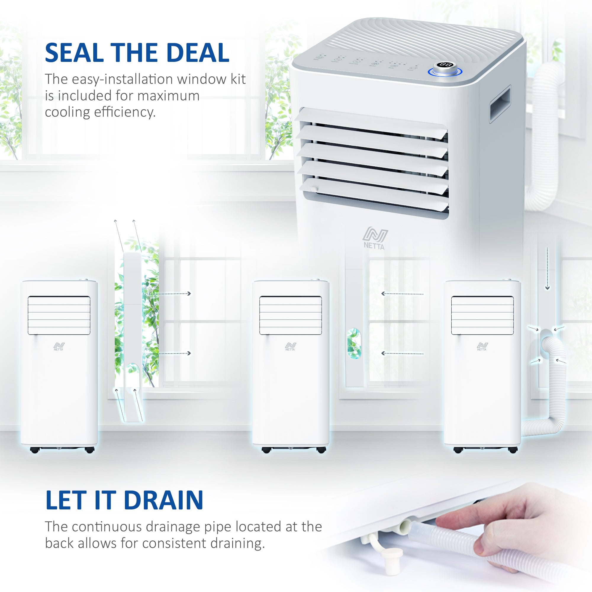 NETTA 7000BTU 3-in-1 Portable Air Conditioner