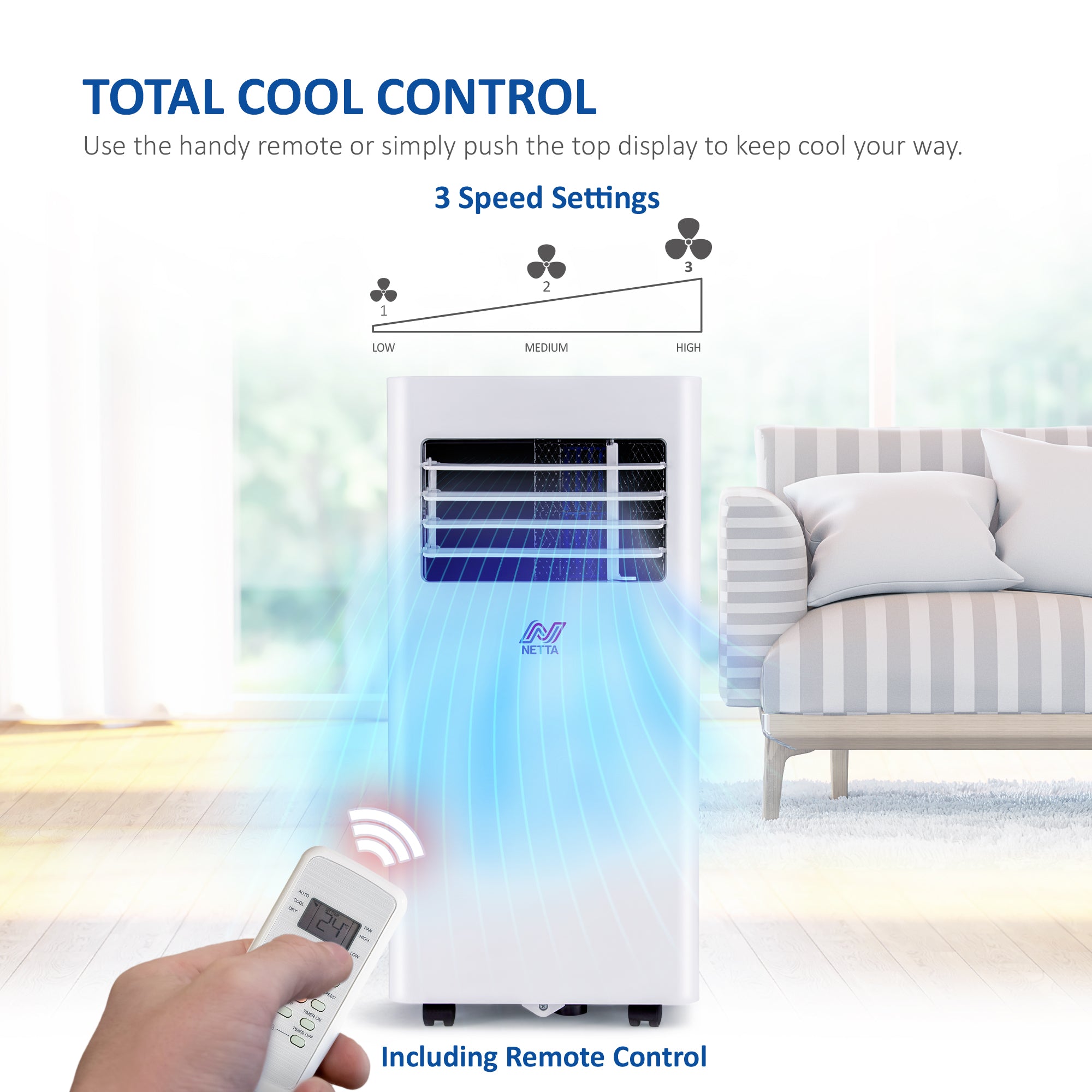 NETTA Portable Air Conditioner 8000BTU Air Con Unit for Rooms up to 20sqm