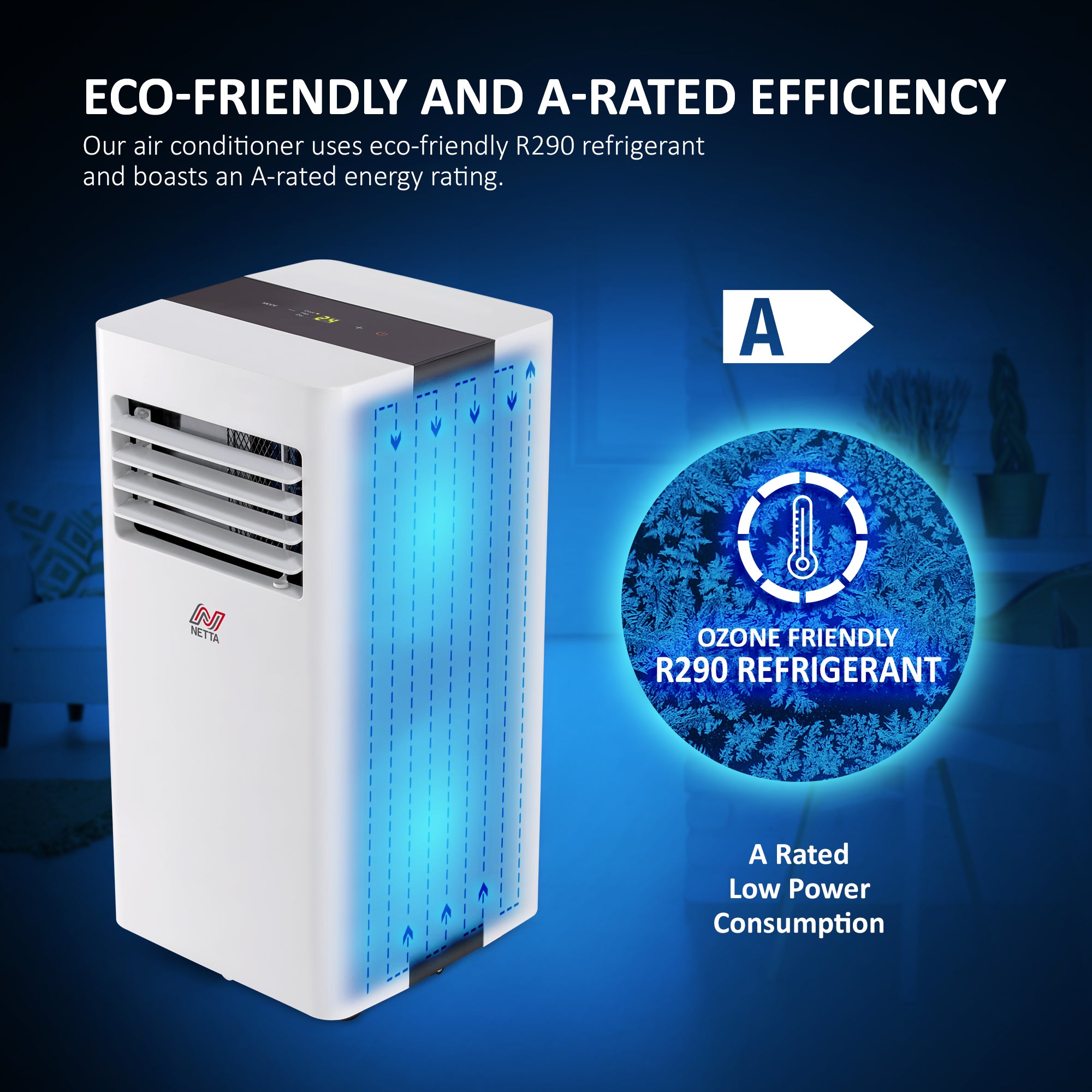 NETTA Portable Air Conditioner 8000BTU Air Con Unit for Rooms up to 20sqm