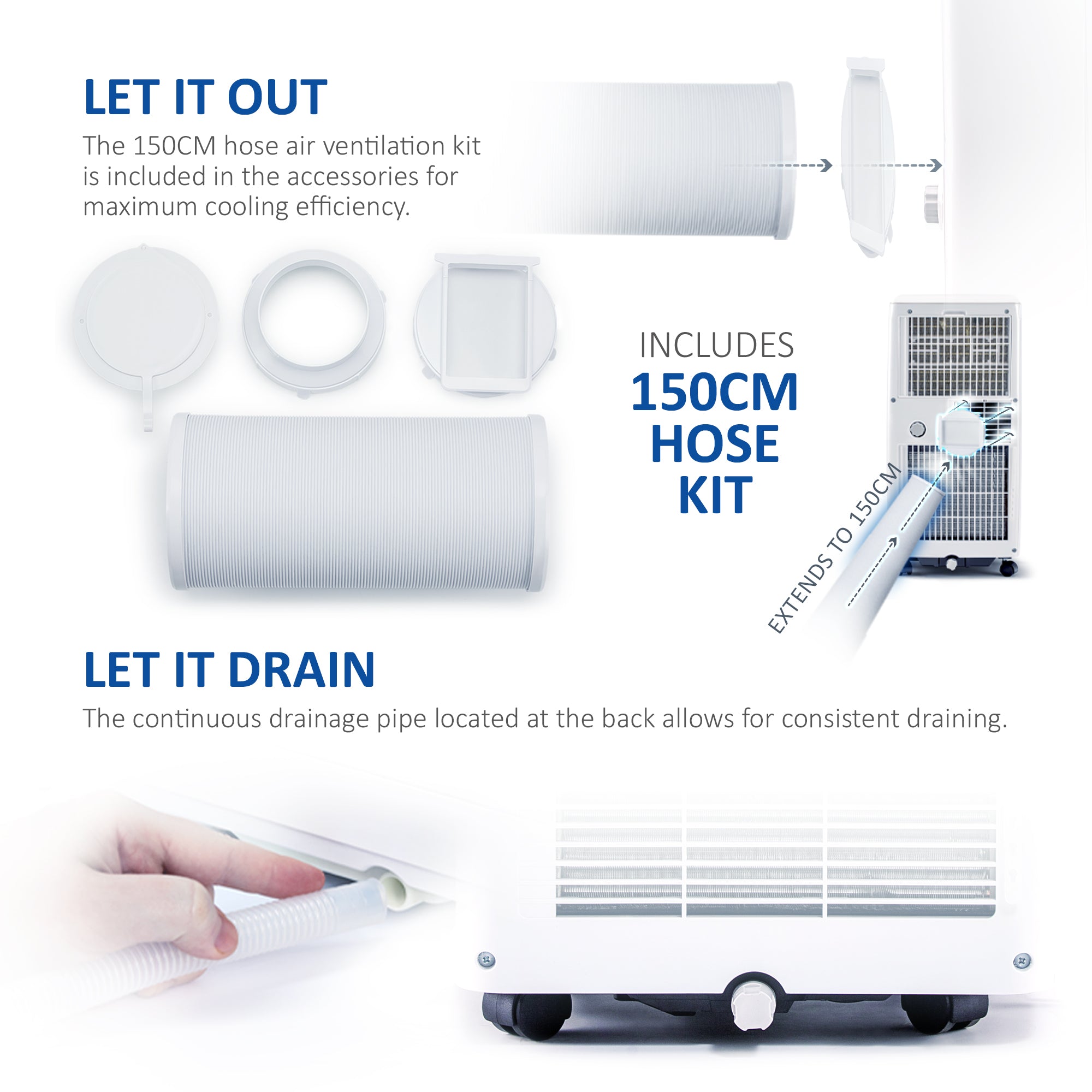 NETTA Portable Air Conditioner 8000BTU Air Con Unit for Rooms up to 20sqm