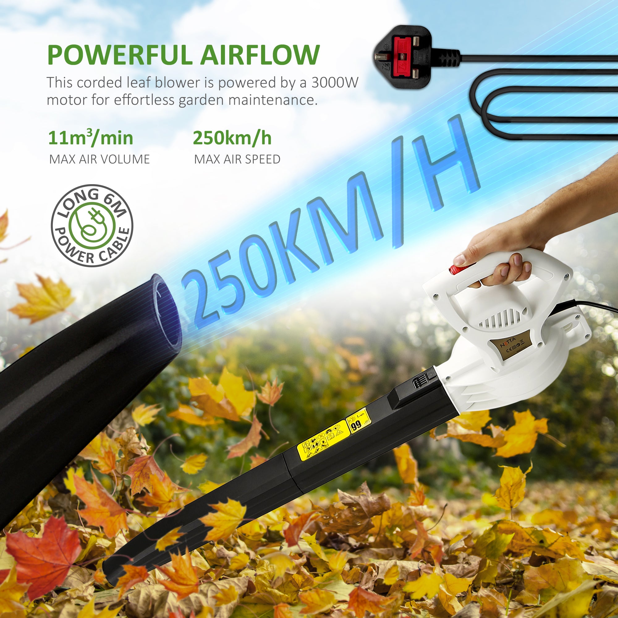 NETTA Lightweight Leaf Blower - 3000W