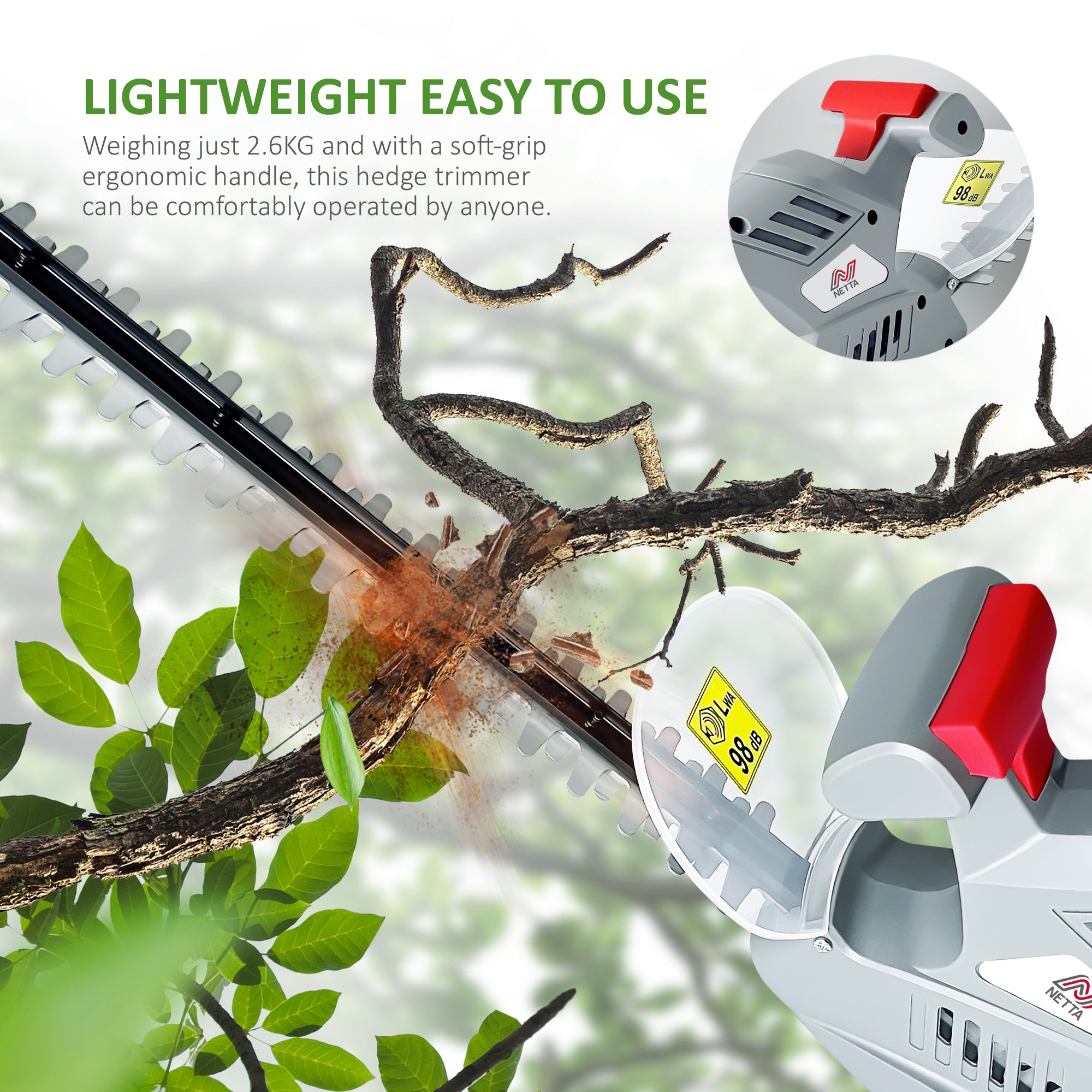 NETTA 500W Hedge Trimmer with 55cm Diamond Cutting Blade