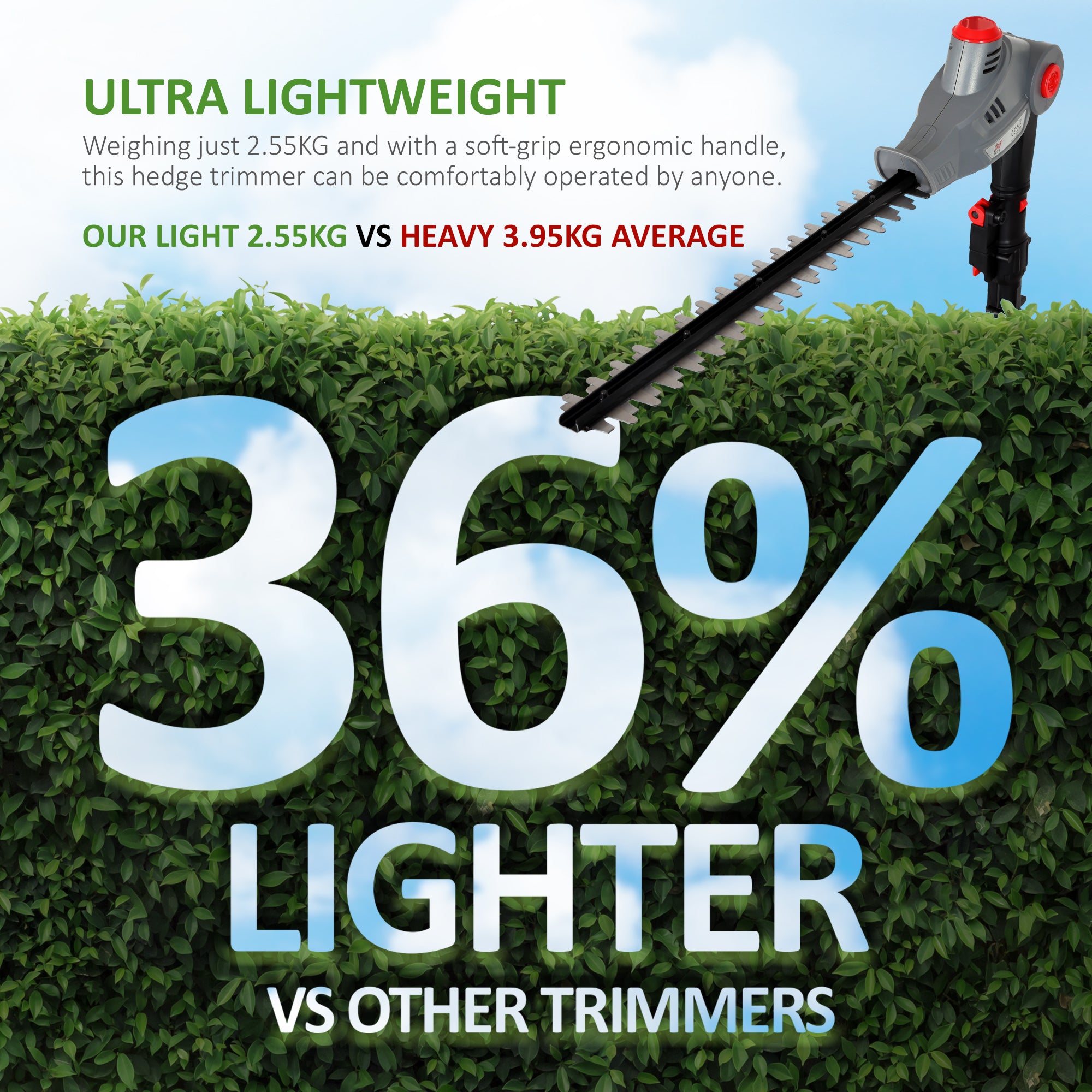 NETTA 12V Cordless Pole Hedge Trimmer