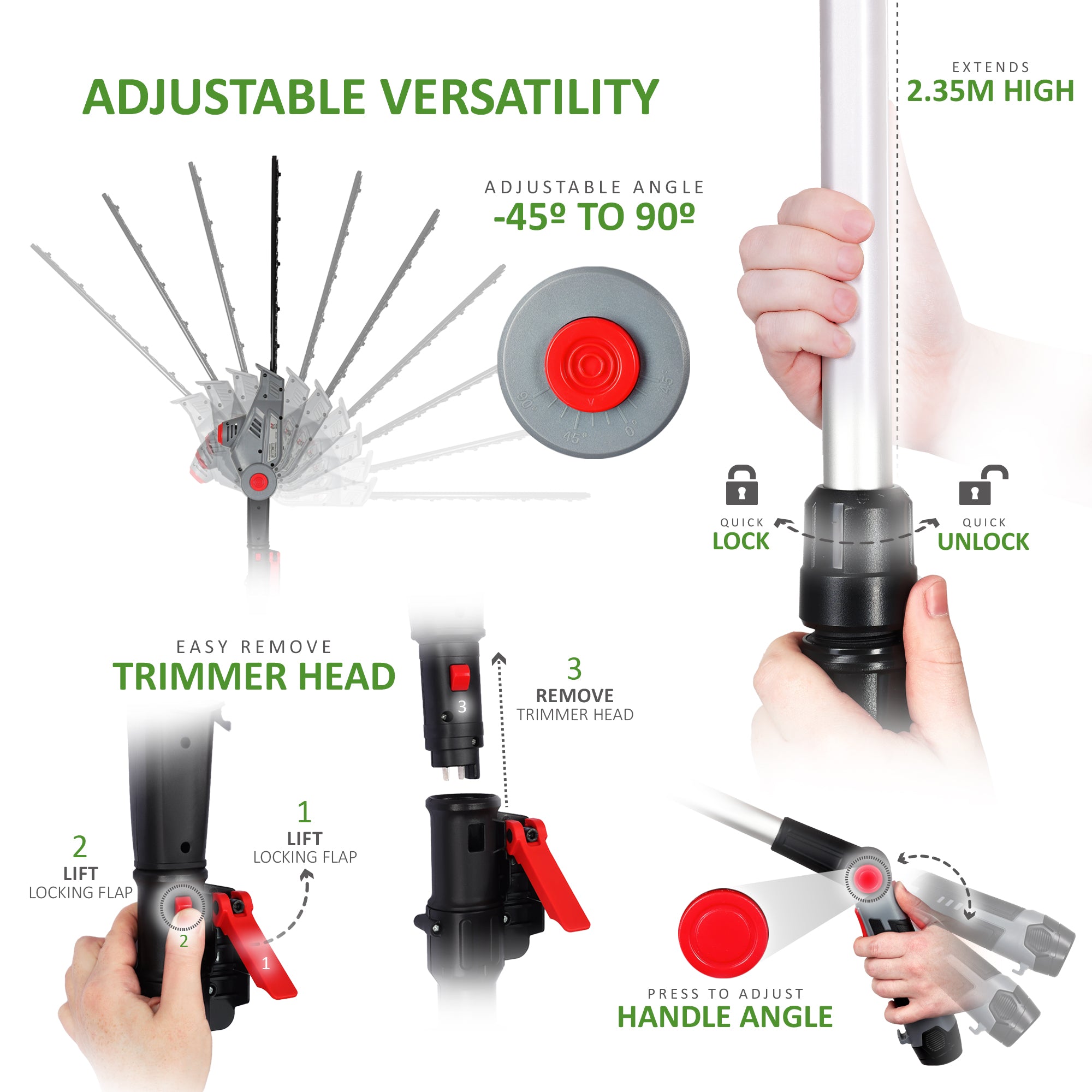 NETTA 12V Cordless Pole Hedge Trimmer