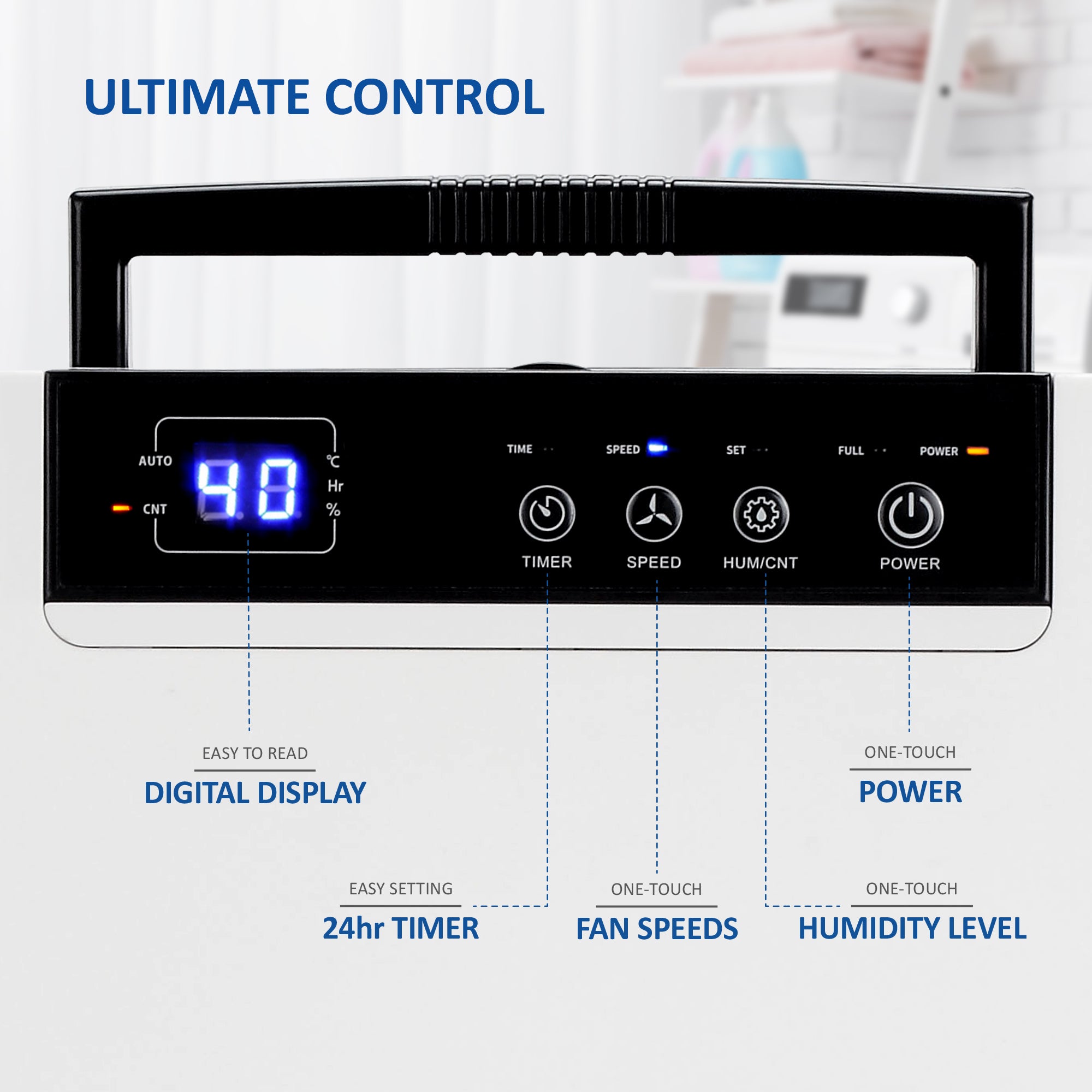 NETTA 12L Low Energy Dehumidifier Continuous Drainage Timer - Ideal for Damp, Condensation and Laundry Drying