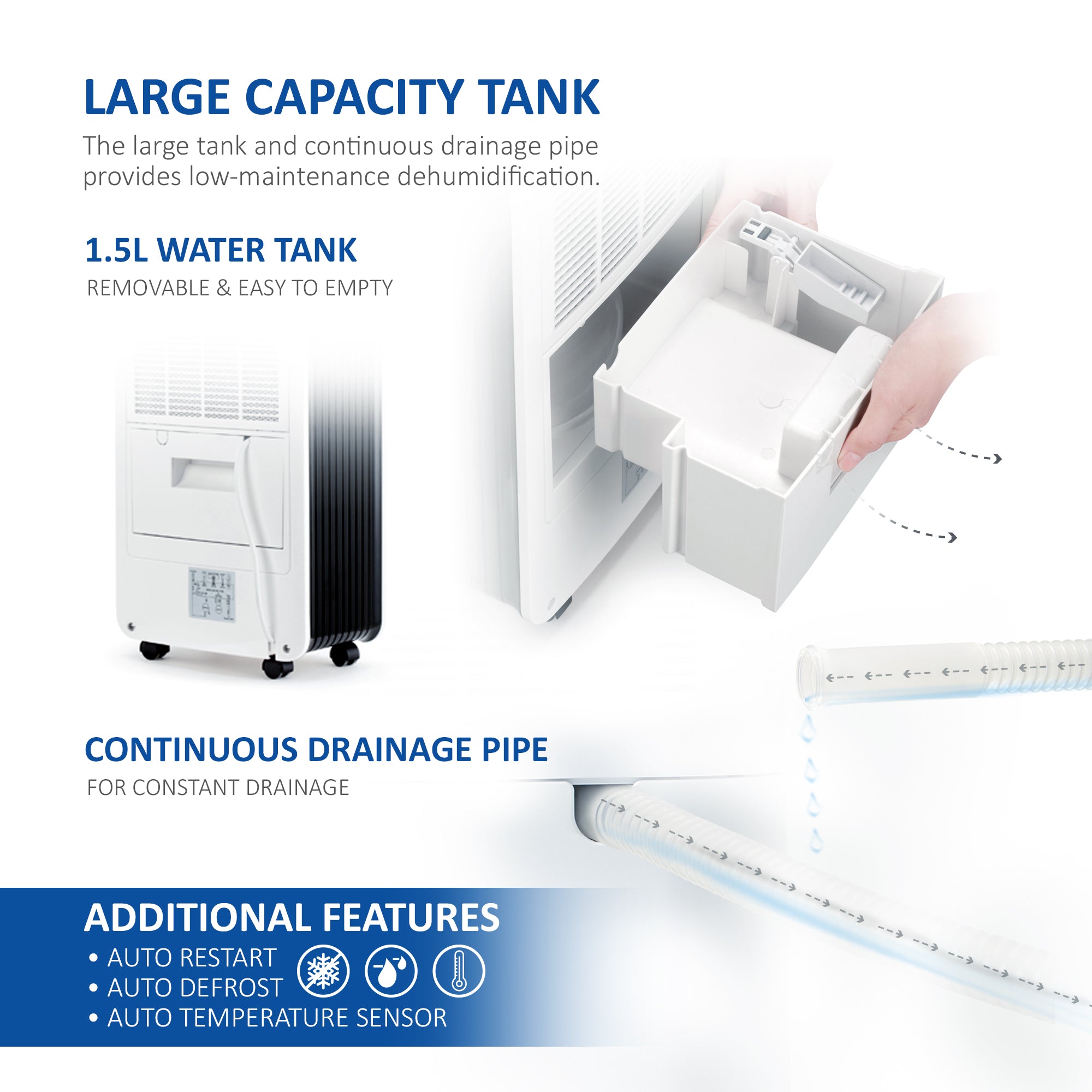 NETTA 12L Low Energy Dehumidifier Continuous Drainage Timer - Ideal for Damp, Condensation and Laundry Drying