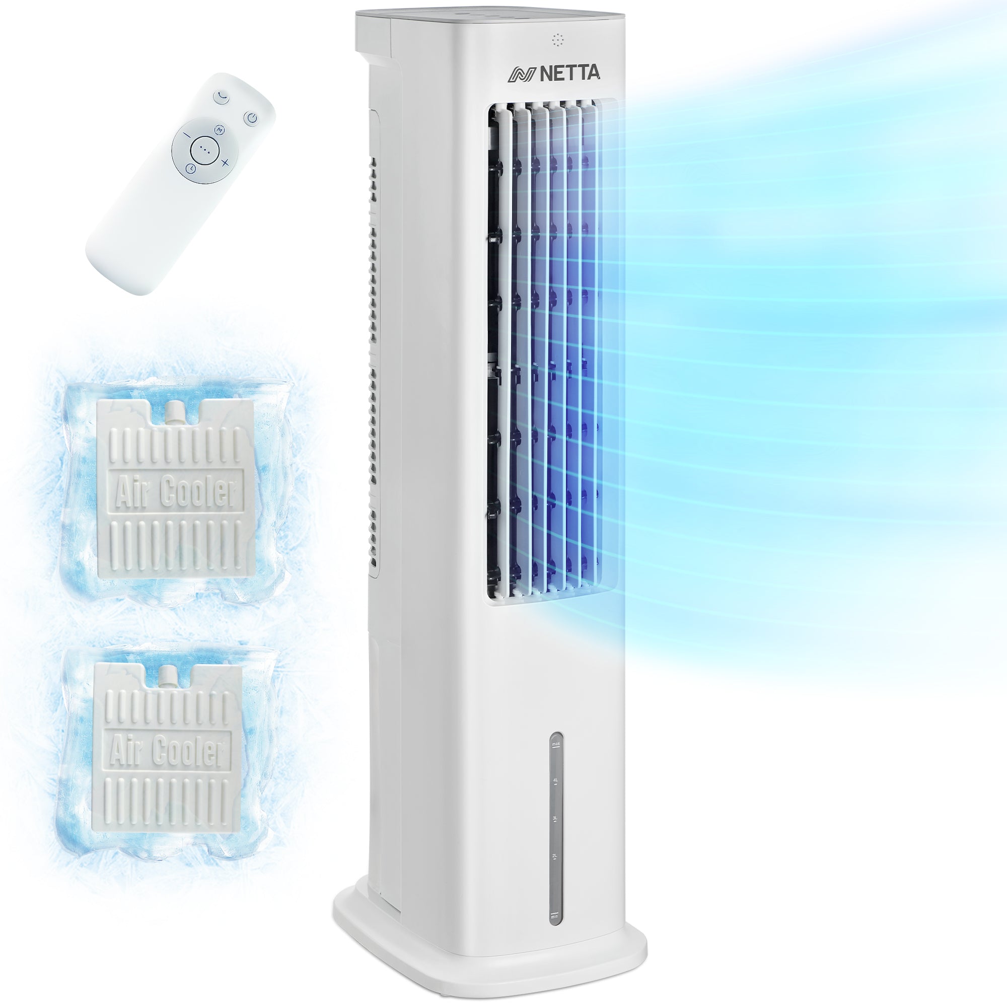 NETTA 5L 3 In 1 Air Cooler - Tower Fan - Humidifier with Remote, 7 Hour Timer