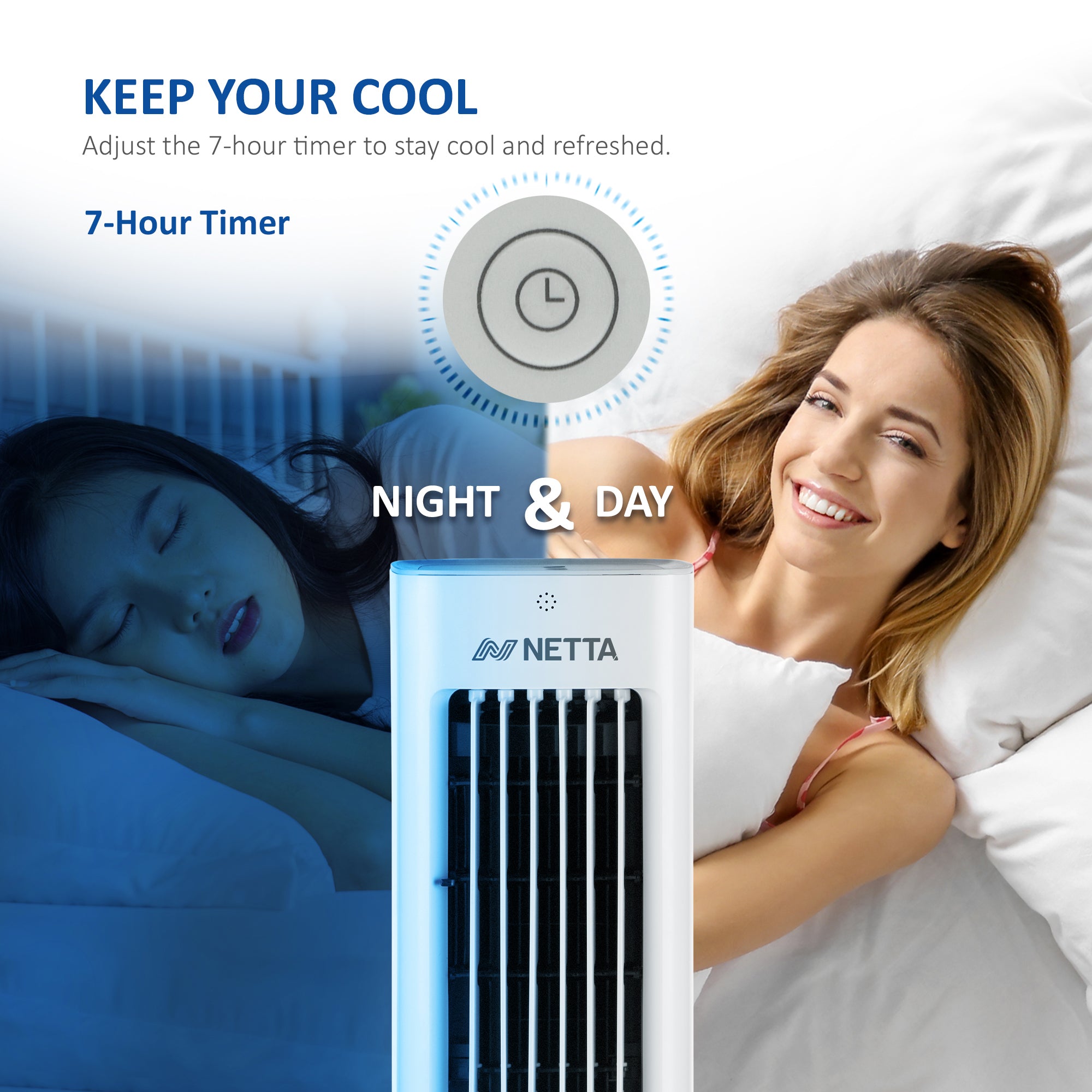 NETTA 5L 3 In 1 Air Cooler - Tower Fan - Humidifier with Remote, 7 Hour Timer