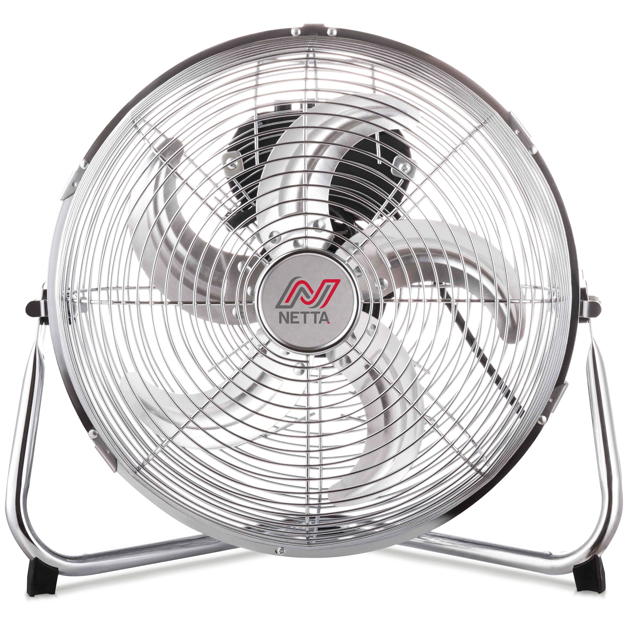 NETTA Gym Floor Fan 3 Speed Settings and Tilt Option, Powerful Circulation, Wall Mountable Chrome