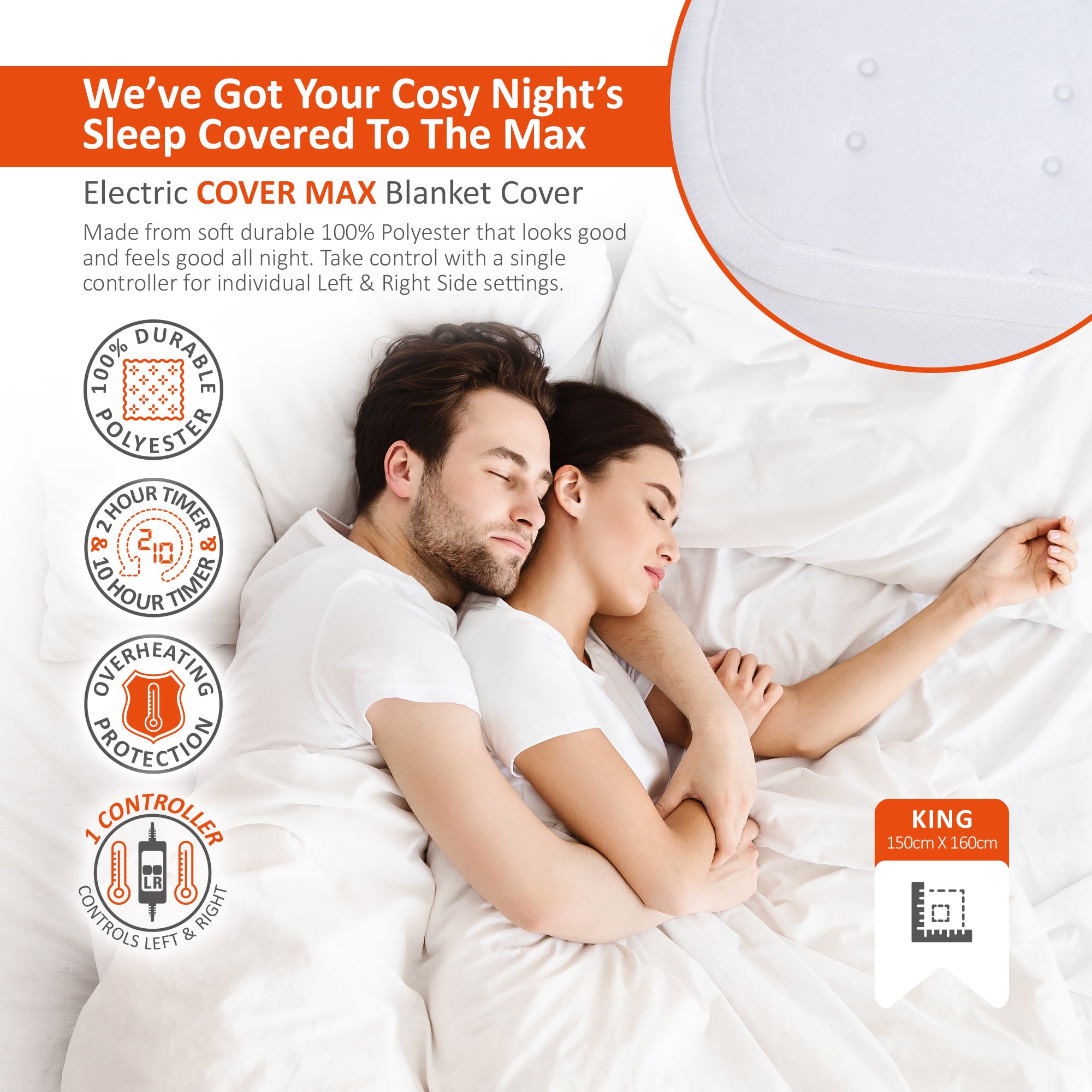 Wärmer 'Cover Max' Electric Blanket - Maximum Coverage, Dual Heating Zones, 9 Heat Settings & Timer