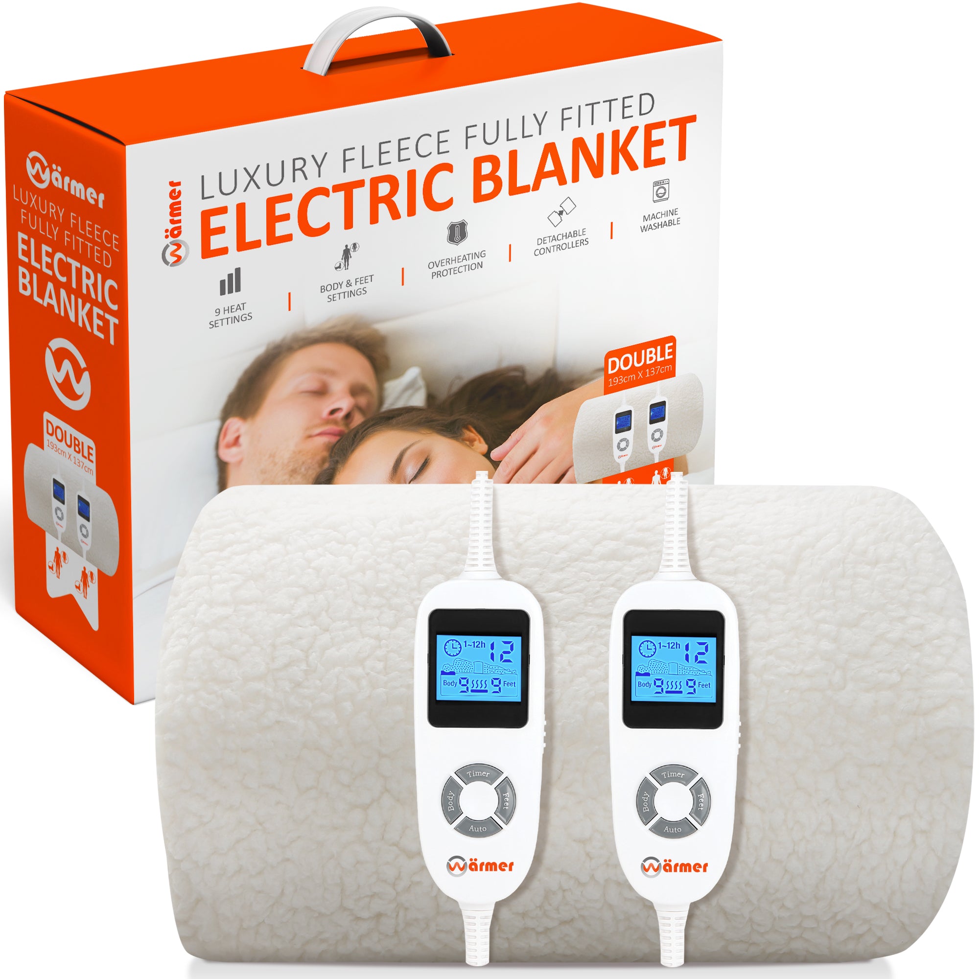 Wärmer Luxury Fleece Fully Fitted Electric Blanket with Dual Body Zone Controllers