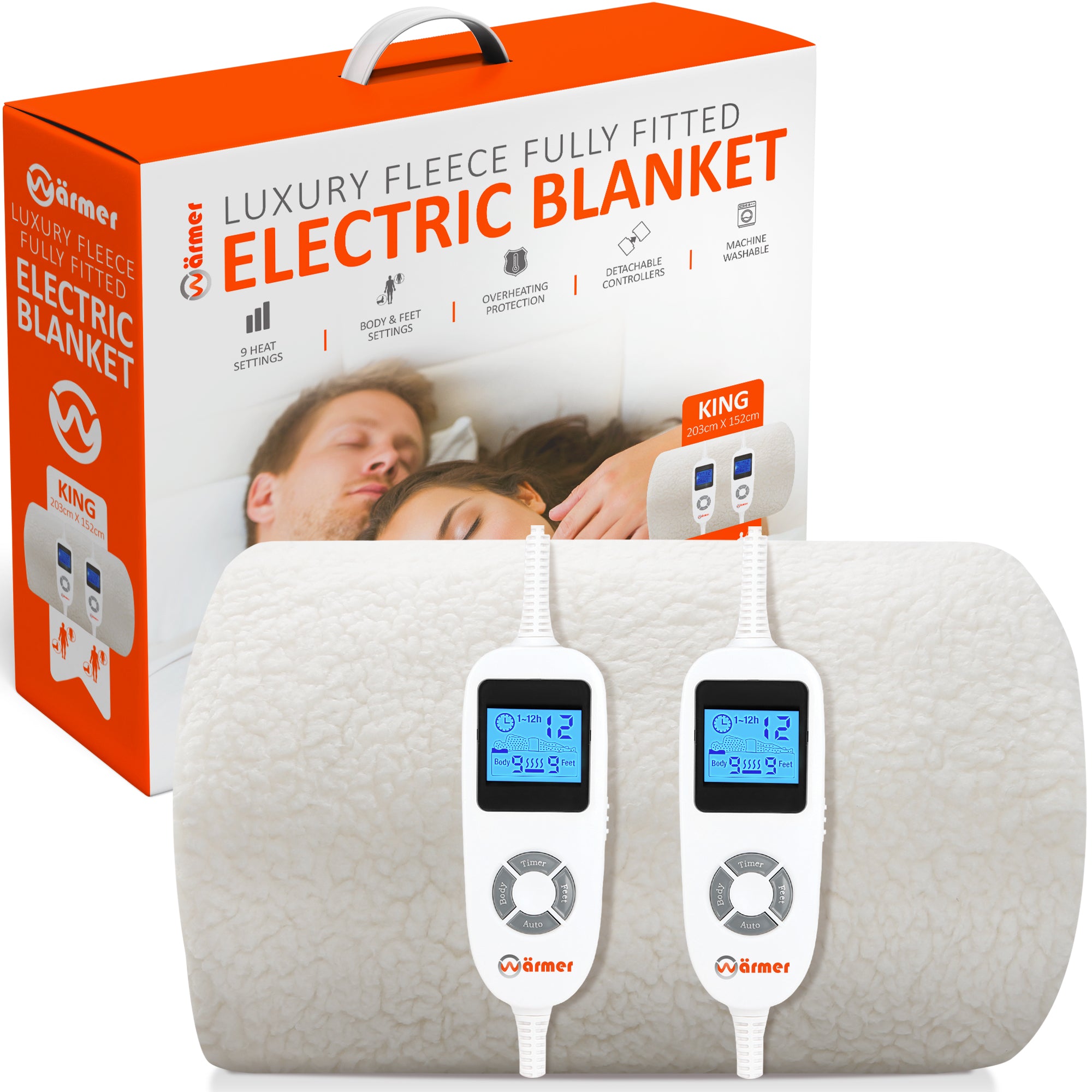 Wärmer Luxury Fleece Fully Fitted Electric Blanket with Dual Body Zone Controllers