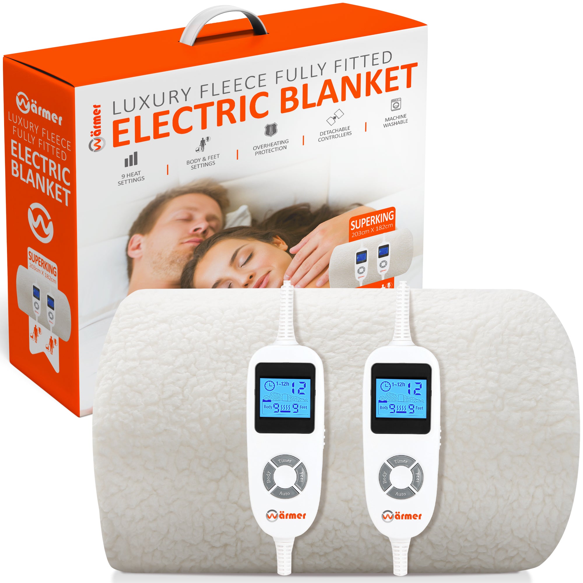 Wärmer Luxury Fleece Fully Fitted Electric Blanket with Dual Body Zone Controllers