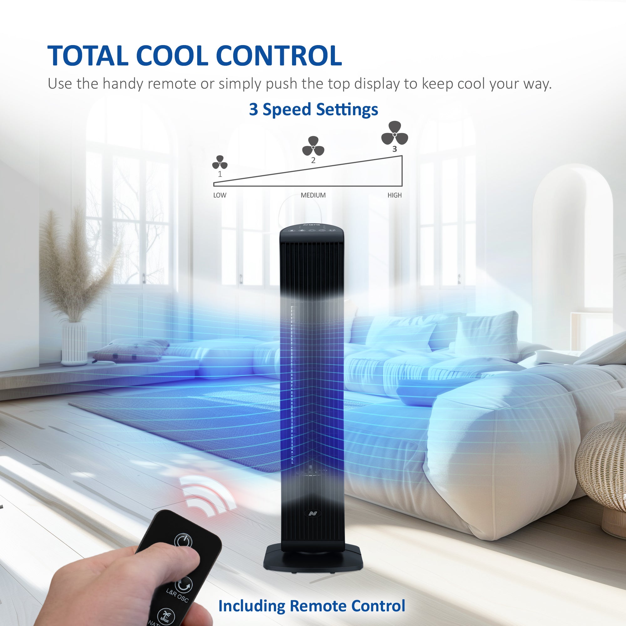 NETTA 30 Inch Tower Fan with 7-Hour Timer