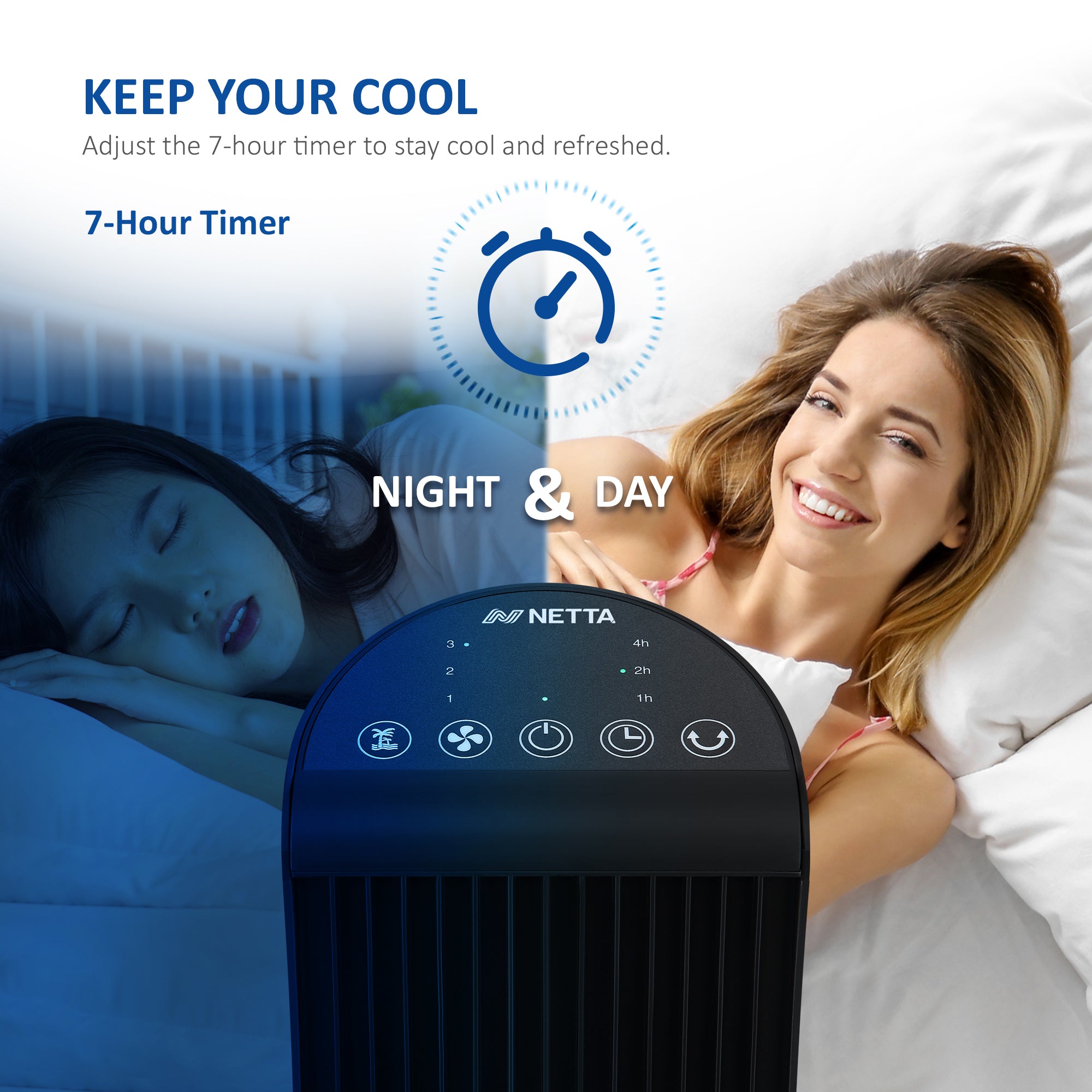 NETTA 30 Inch Tower Fan with 7-Hour Timer