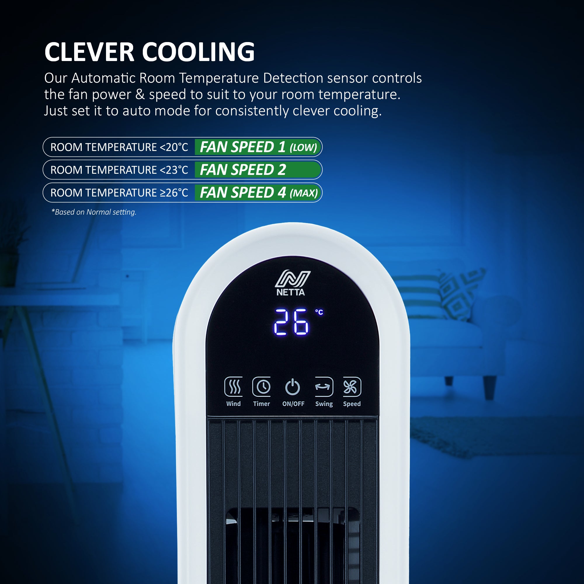 NETTA 36 Inch Tower Fan with LED Display, Timer and Remote Control