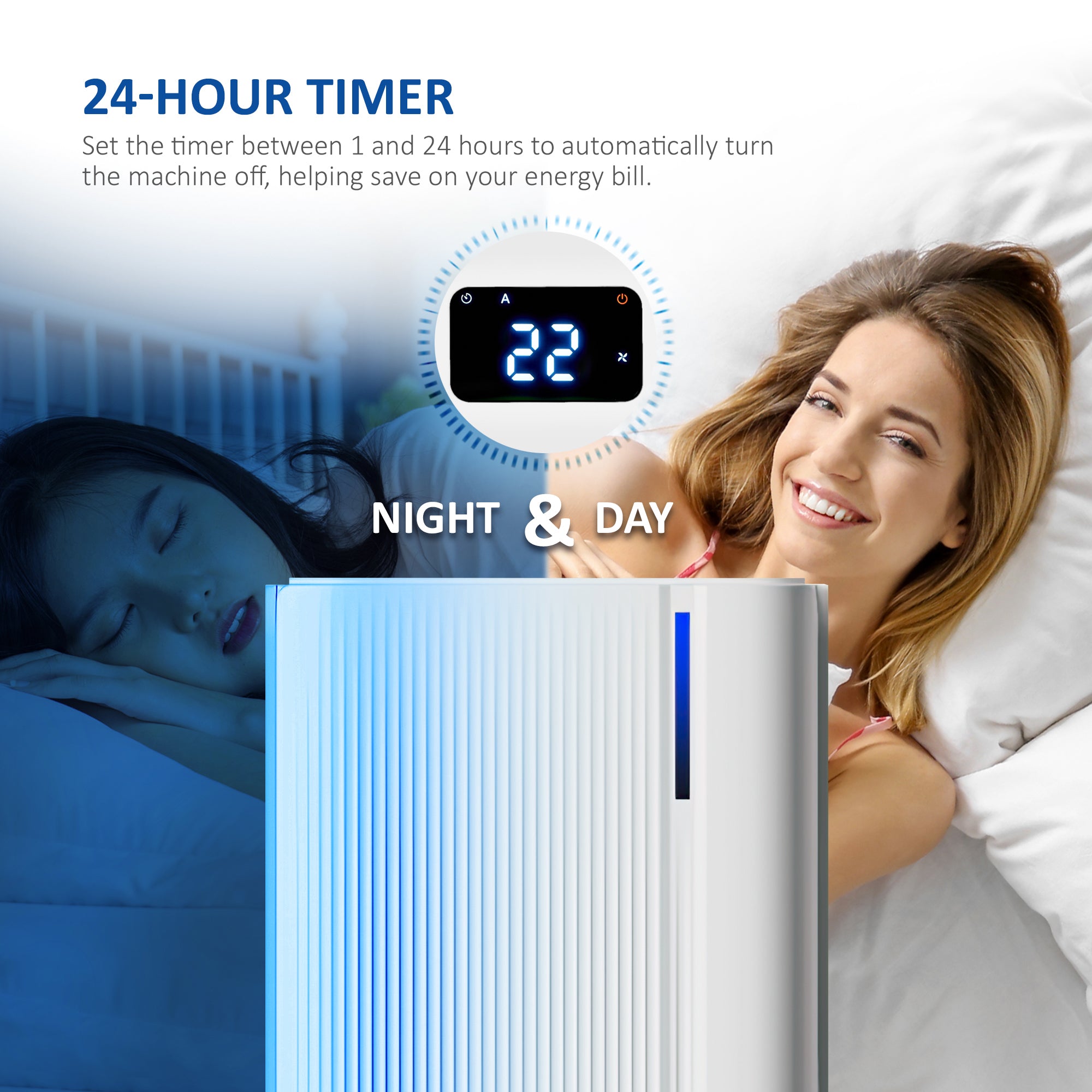 NETTA Quiet Dehumidifier, Powerful Mould Remover & Laundry Drying with 24-Hour Timer and Sleep Mode for Damp, Mould and Condensation