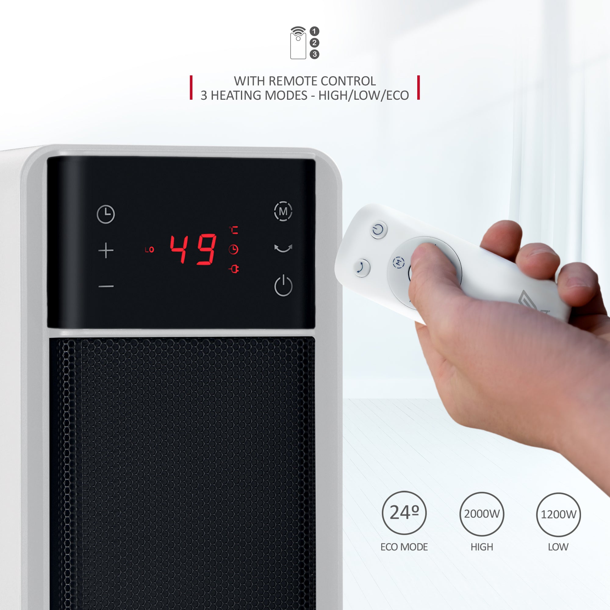 NETTA Tall Ceramic Tower Heater 2000W, Portable Electric Heater with Remote