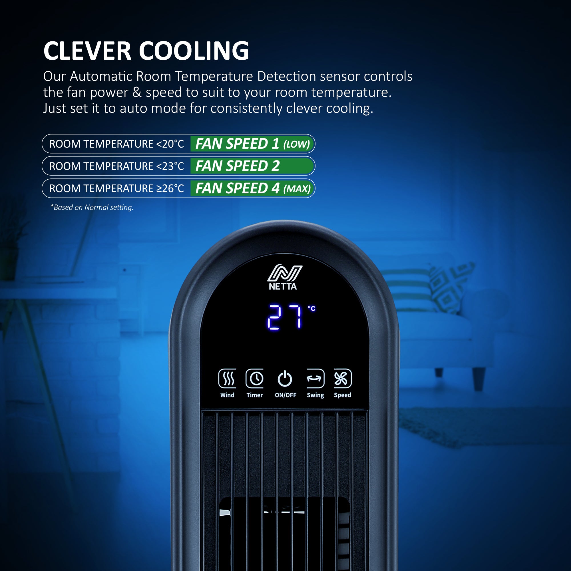NETTA 36 Inch Tower Fan with LED Display, Timer and Remote Control