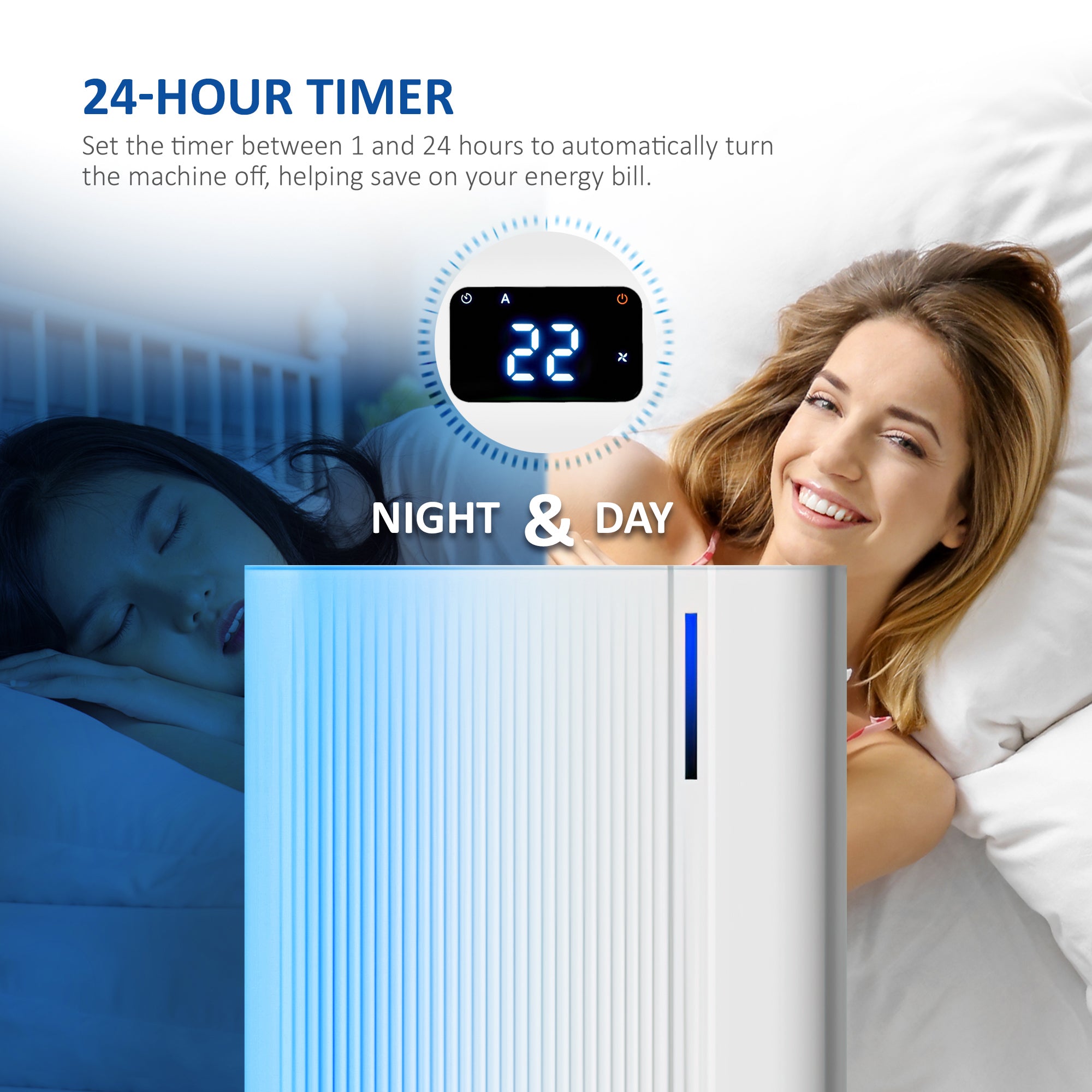 NETTA Quiet Dehumidifier, Poweful Mould Remover & Laundry Drying with 24-Hour Timer and Sleep Mode for Damp, Mould and Condensation