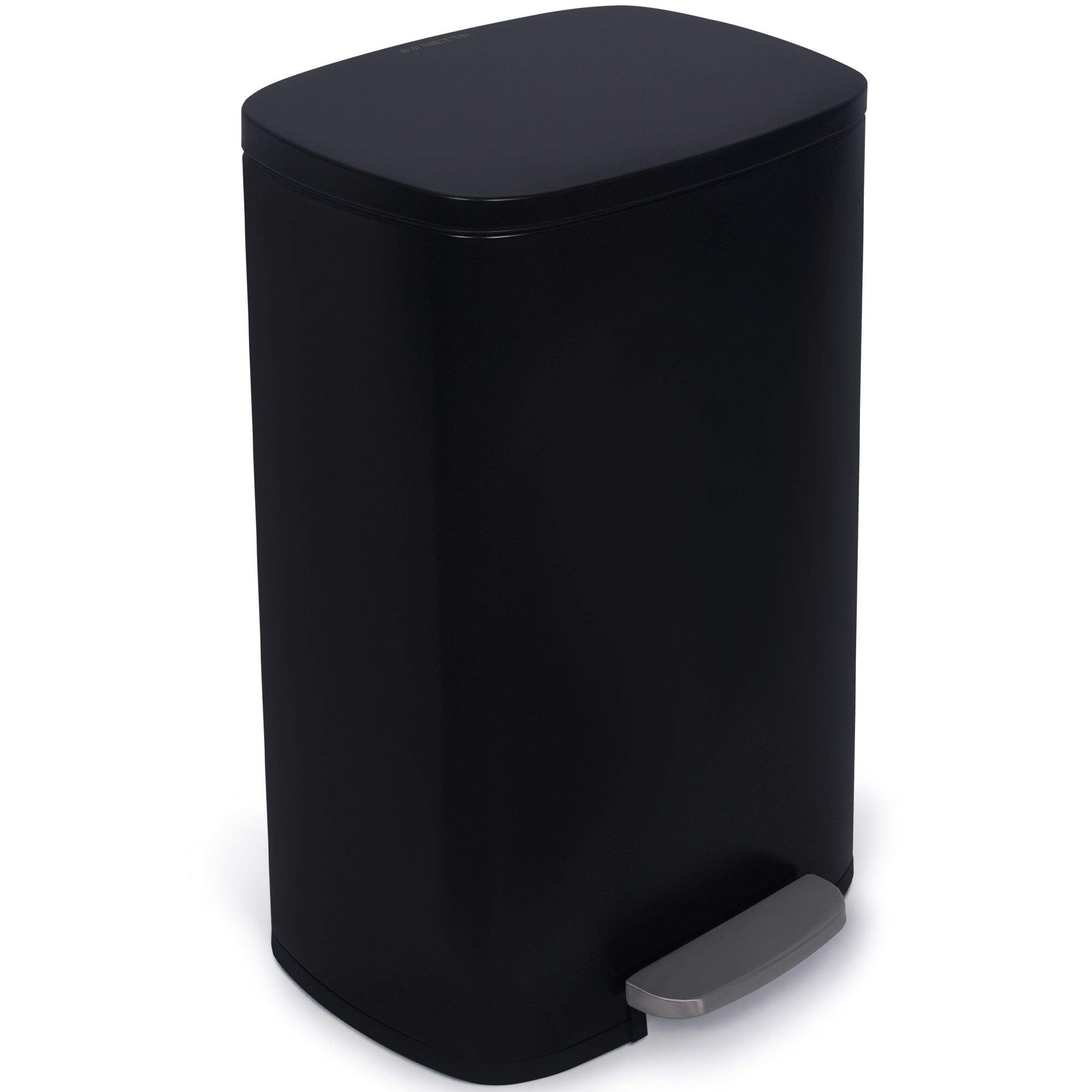 NETTA Kitchen Bin 50L, Pedal Bin Smudge Resistant with Inner Bucket Brushed Stainless Steel Rubbish Bin, Soft Close Black