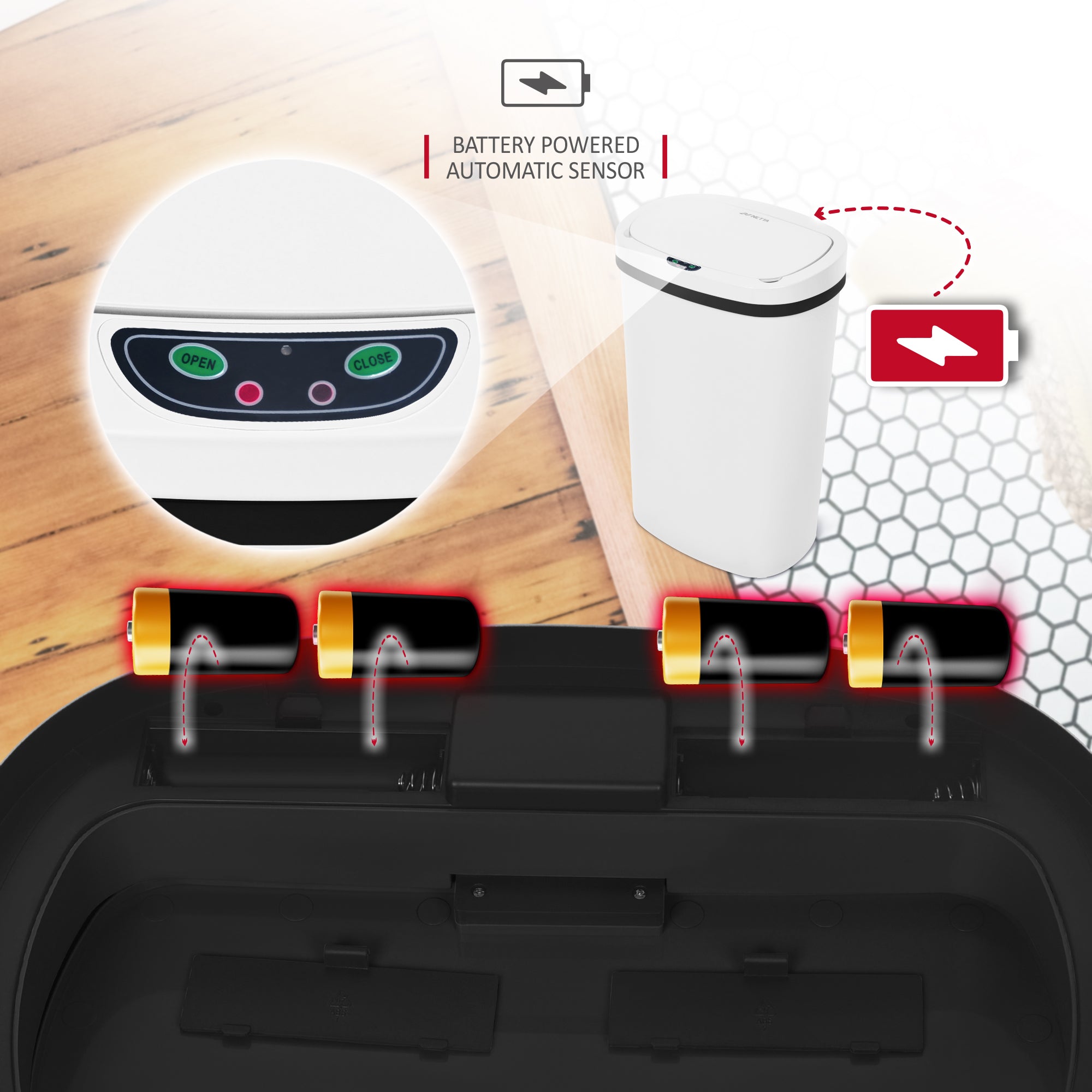 NETTA 50L Plastic Sensor Bin for Kitchen