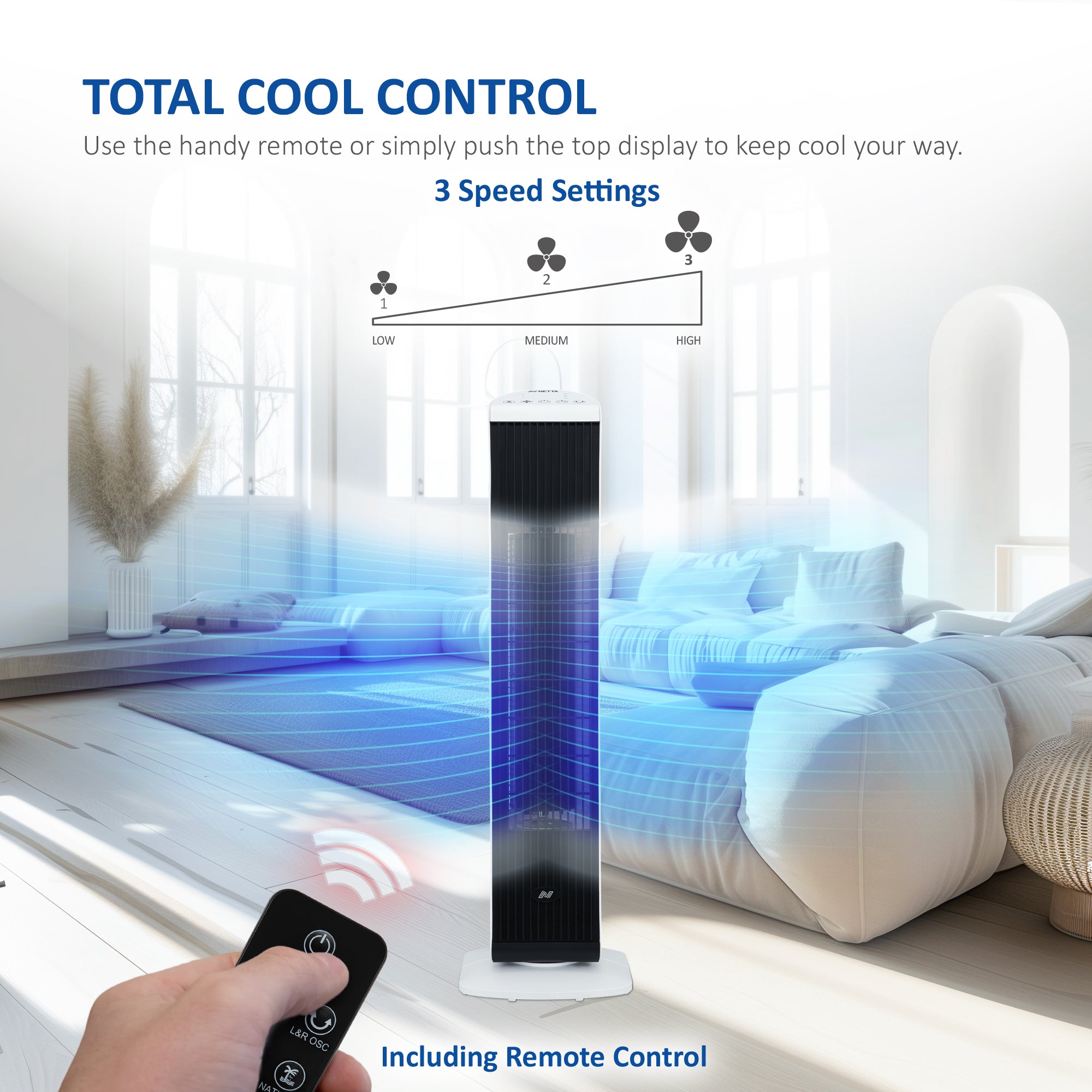 NETTA 30 Inch Tower Fan with 7-Hour Timer