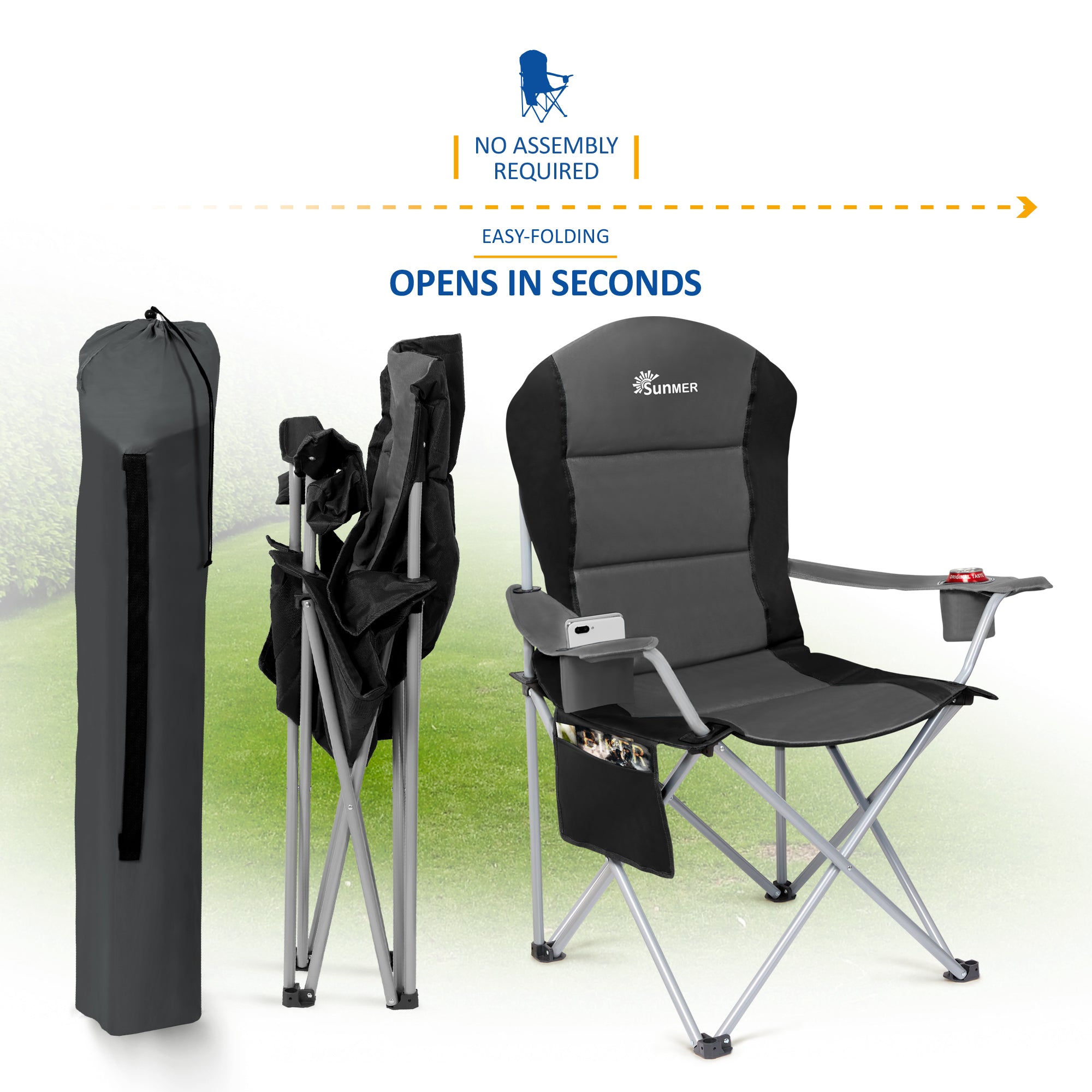 SUNMER Set of 2 Folding Padded Camping Chairs