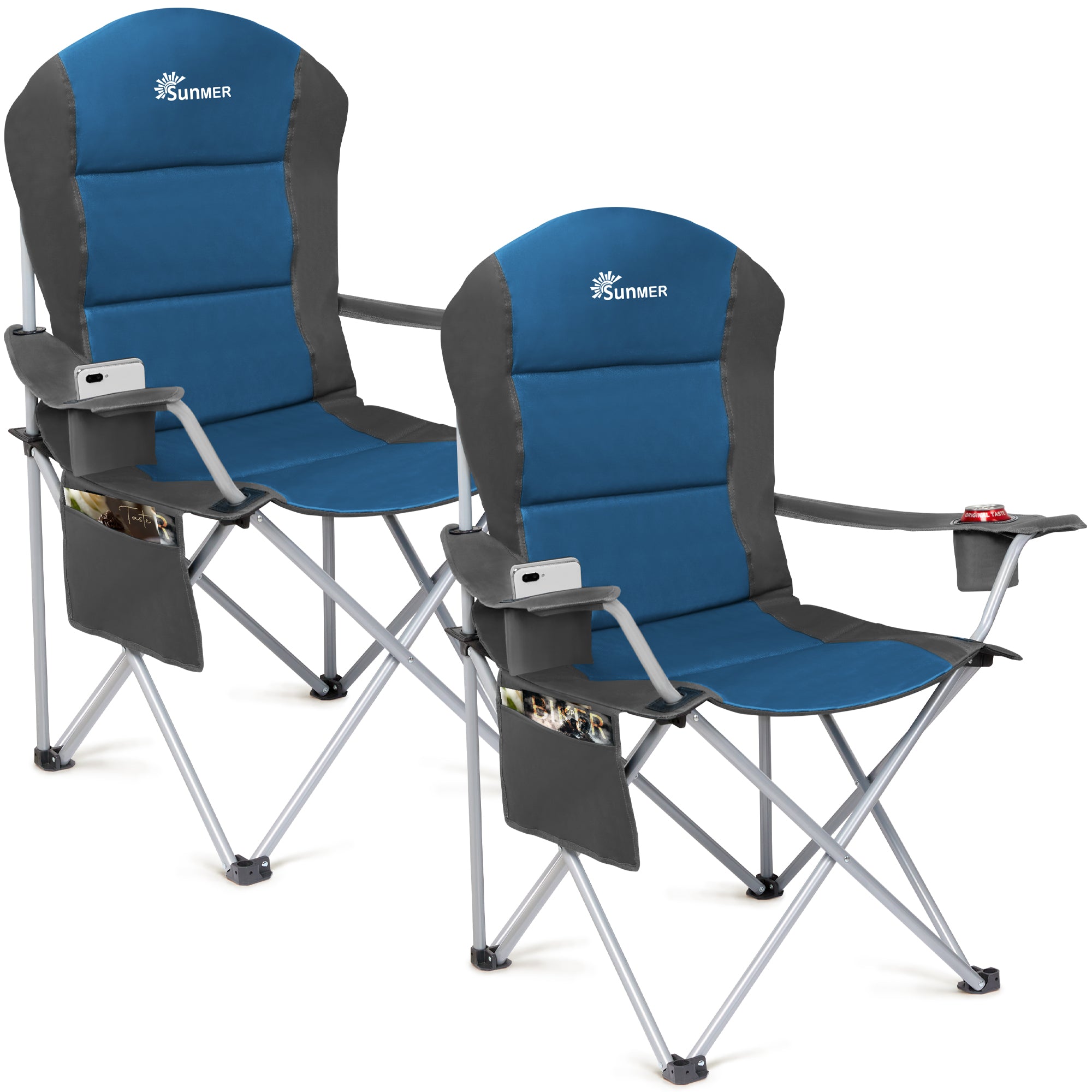 SUNMER Set of 2 Folding Padded Camping Chairs