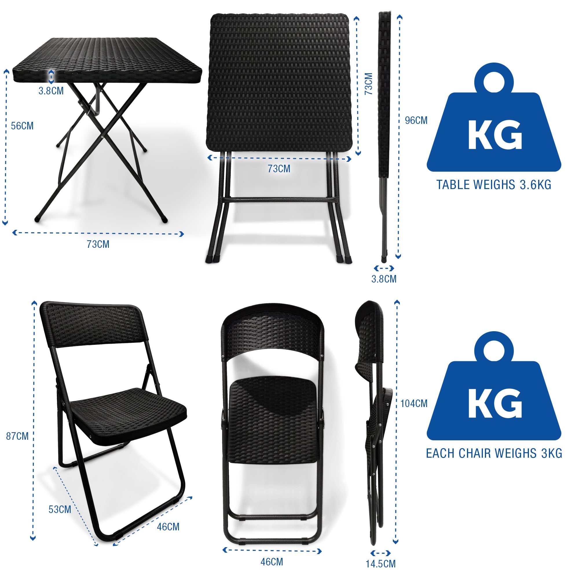 SUNMER Rattan Effect Bistro Set (3 Piece)