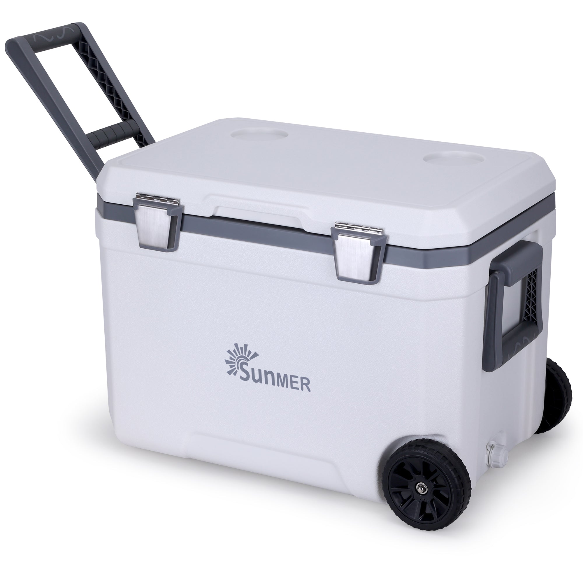 SUNMER 45L Wheeled Cooler Box – PU Foam Insulated Ice Chest with Handles & Drain Plug