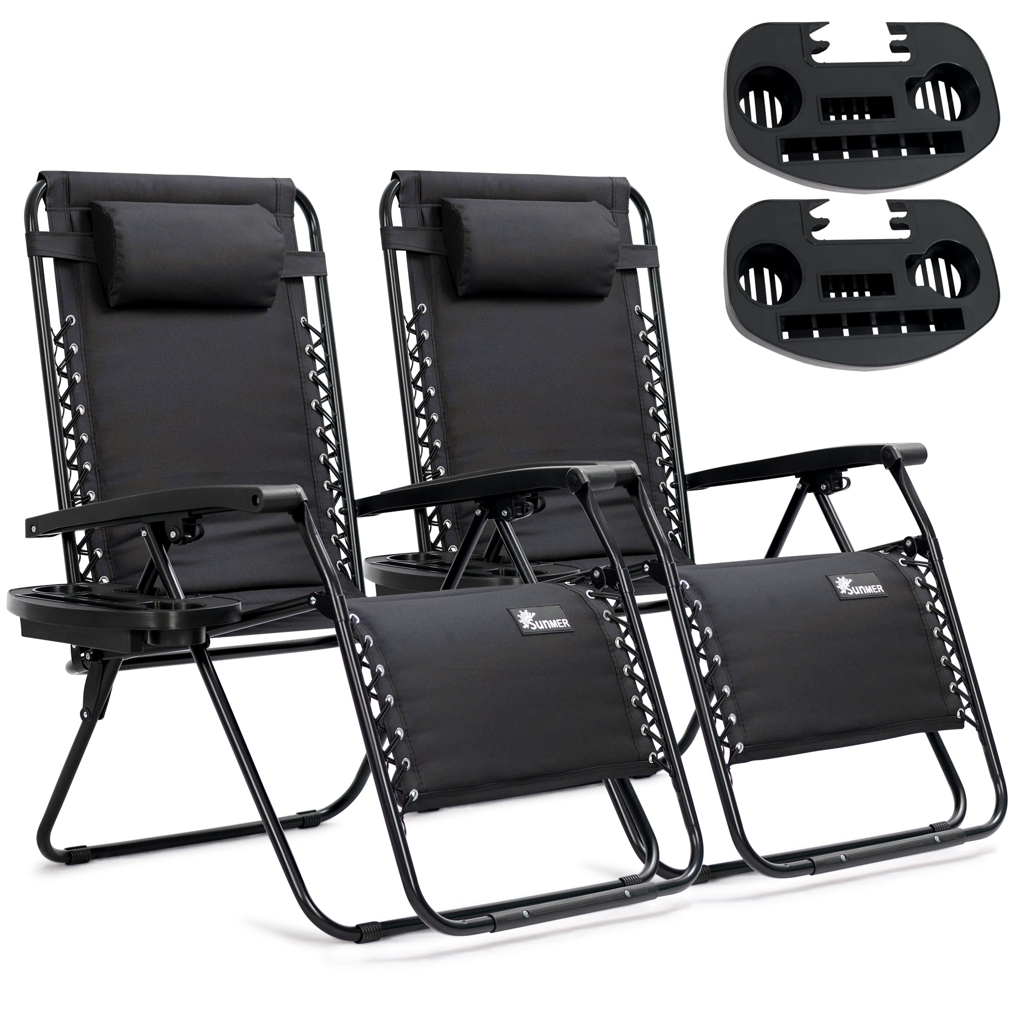 SUNMER Extra-Wide Padded Recliner Chairs with Cup And Phone Holder - Set of 2
