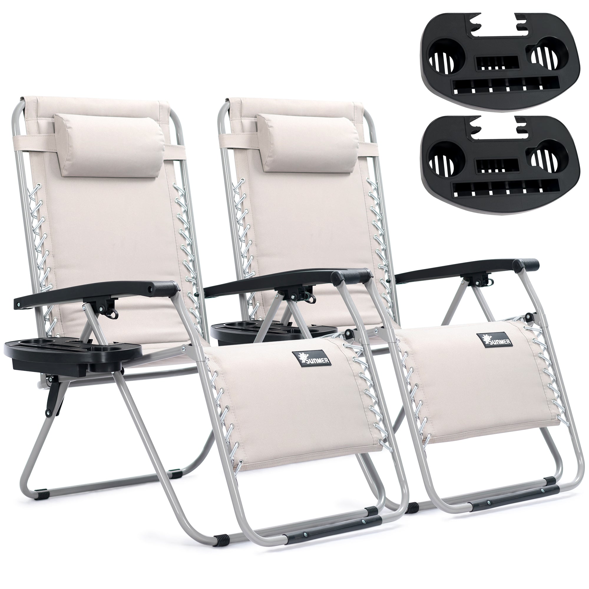 SUNMER Extra-Wide Padded Recliner Chairs with Cup And Phone Holder - Set of 2