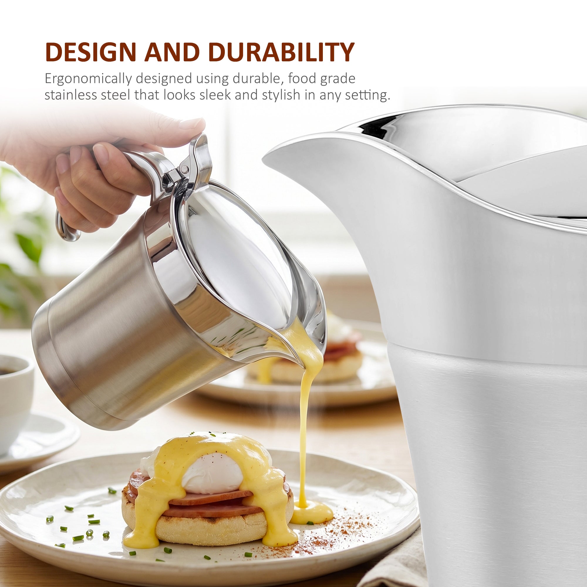 NETTA Insulated Stainless Steel Gravy Boat - 500ml Capacity