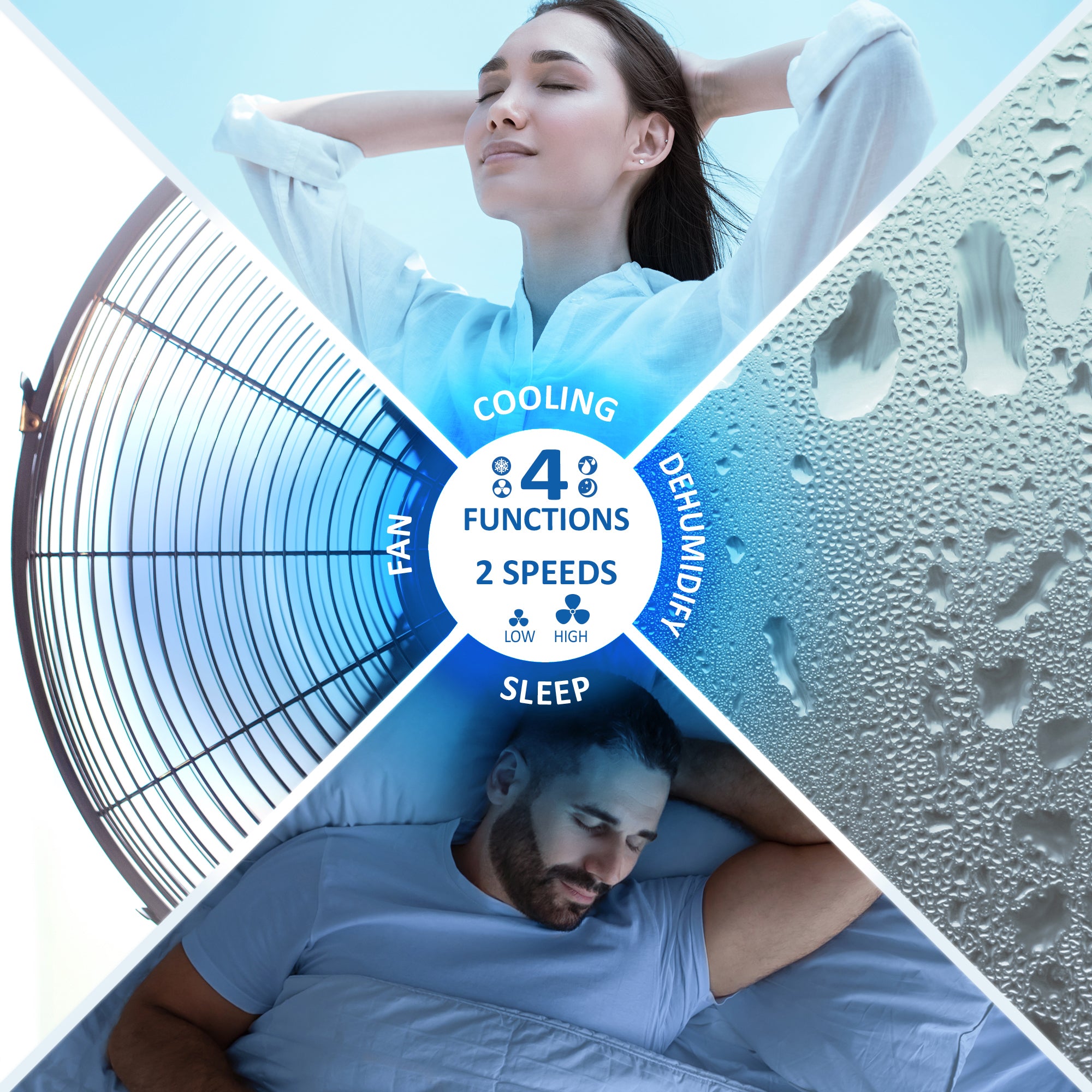 NETTA Portable 3-in-1 Air Conditioner with Dehumidifier & Cooling Fan - 24-Hour Timer & Remote Control