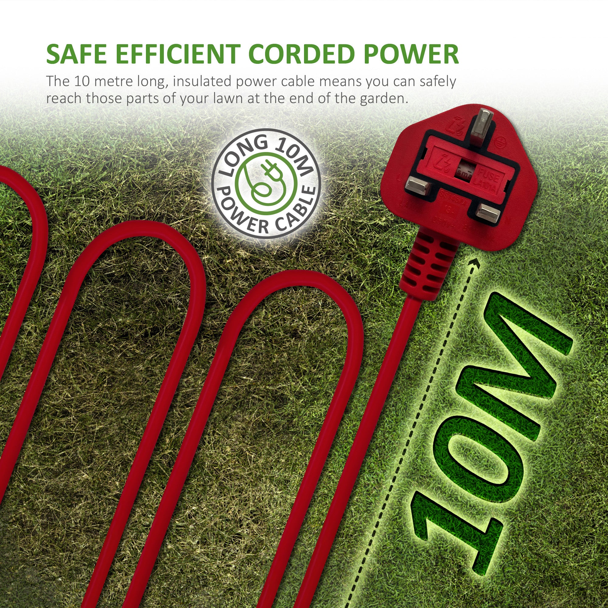 NETTA 1500W Lawn Scarifier & Aerator – Lawn Rake, 32cm Width, 4 Height Levels, 30L Grass Box, 10m Power Cable