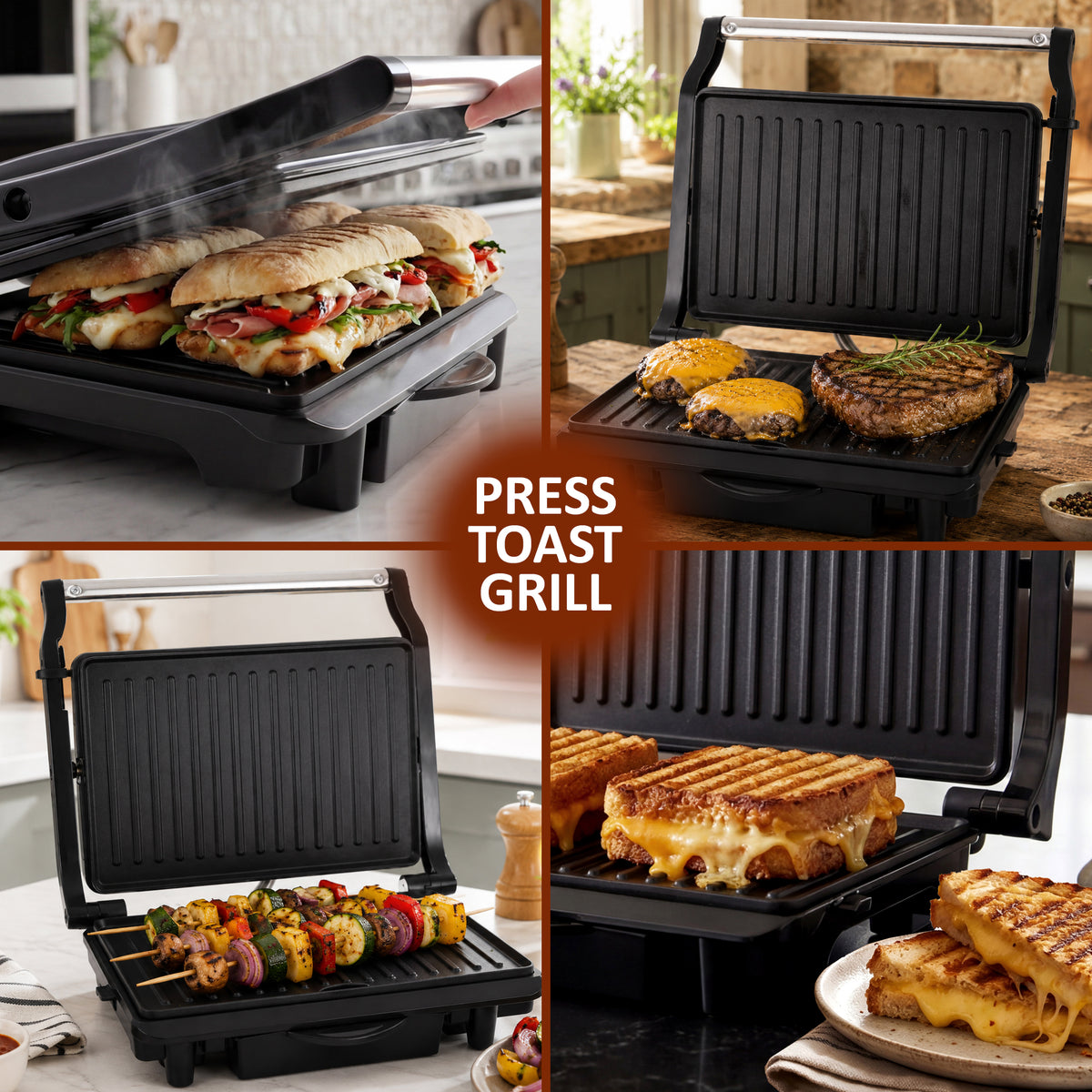 NETTA 1500W 2-Slice Panini Maker & Health Grill