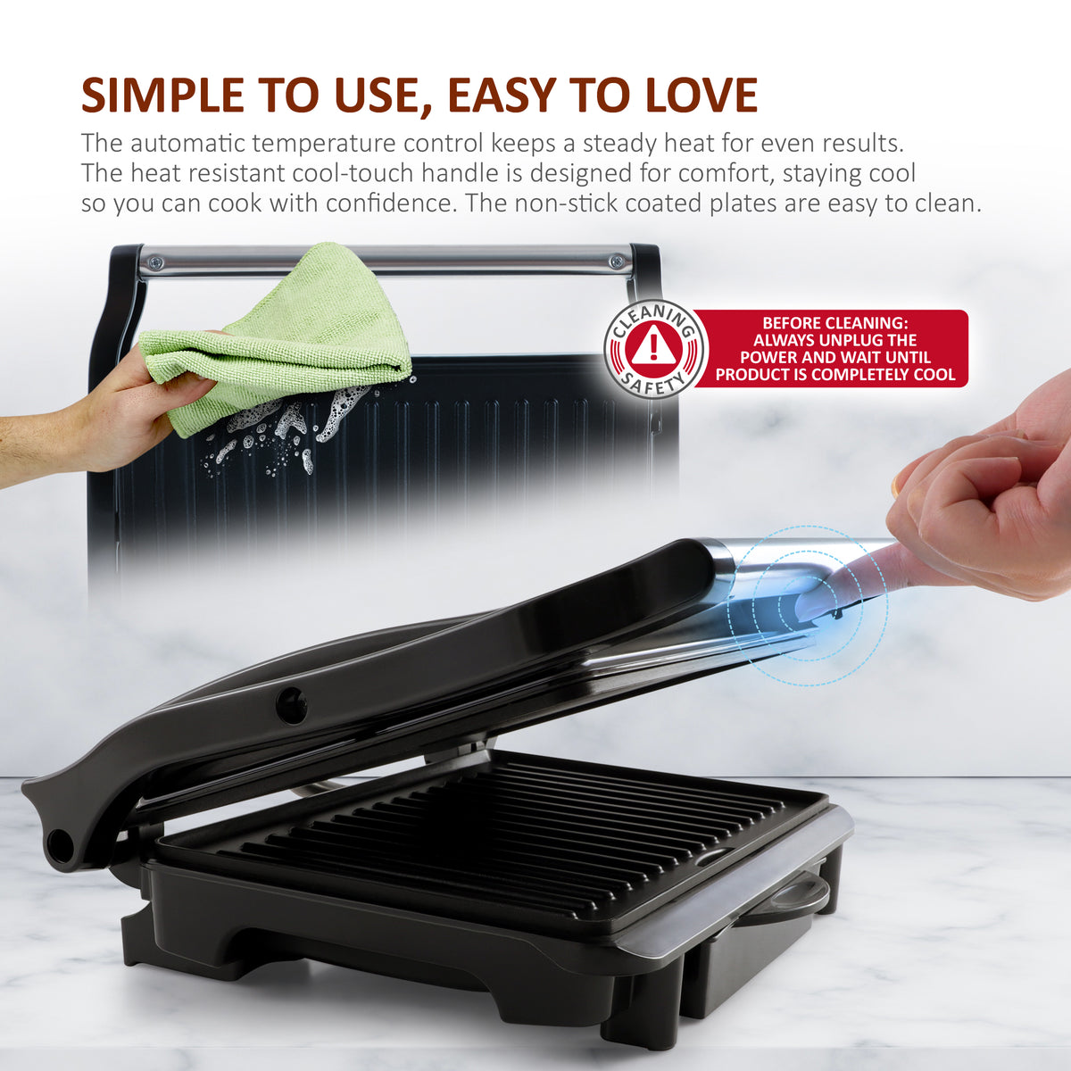 NETTA 1500W 2-Slice Panini Maker & Health Grill