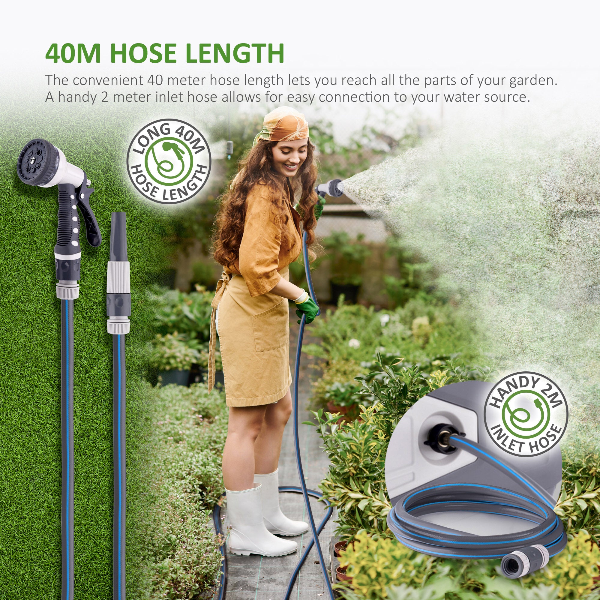 NETTA Retractable Hose Reel with Auto Rewind & 180° Swivel