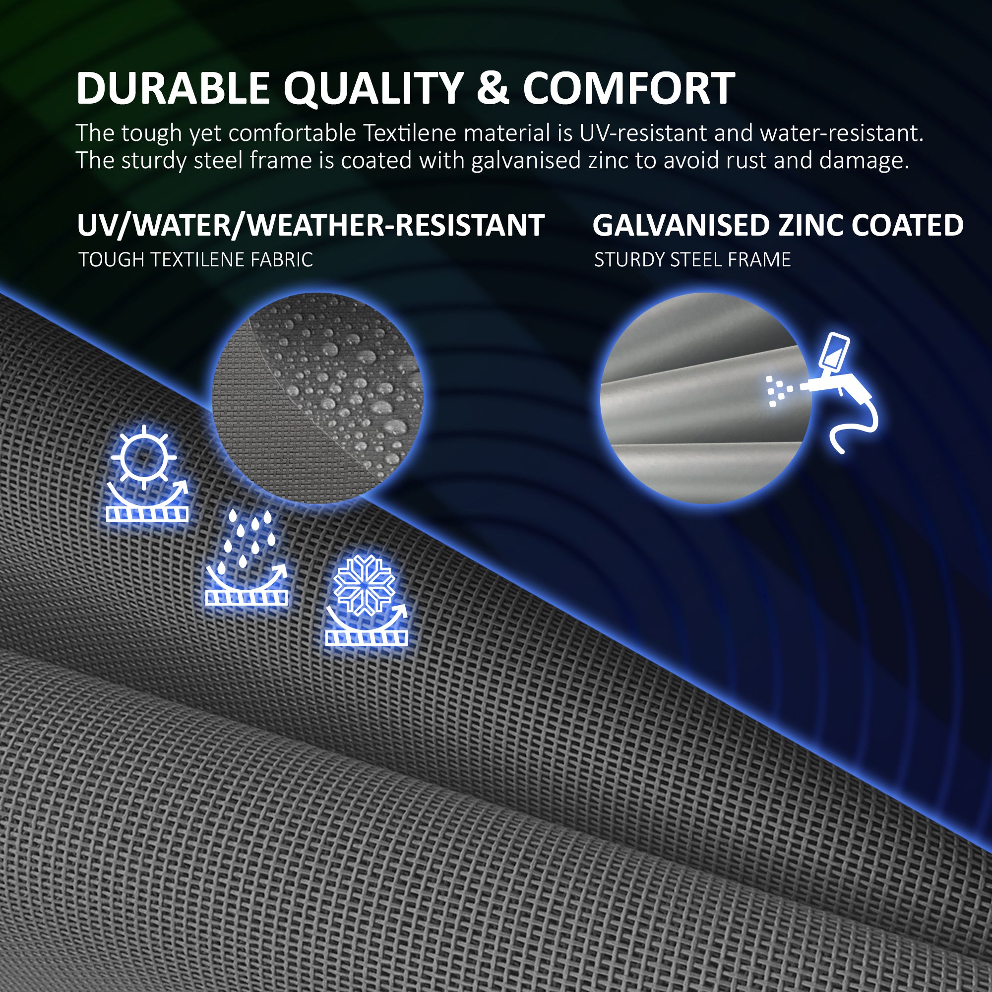 SUNMER Set of 2 Reclining Sun Loungers – Folding Garden Sunbeds with Canopy and Adjustable Backrest