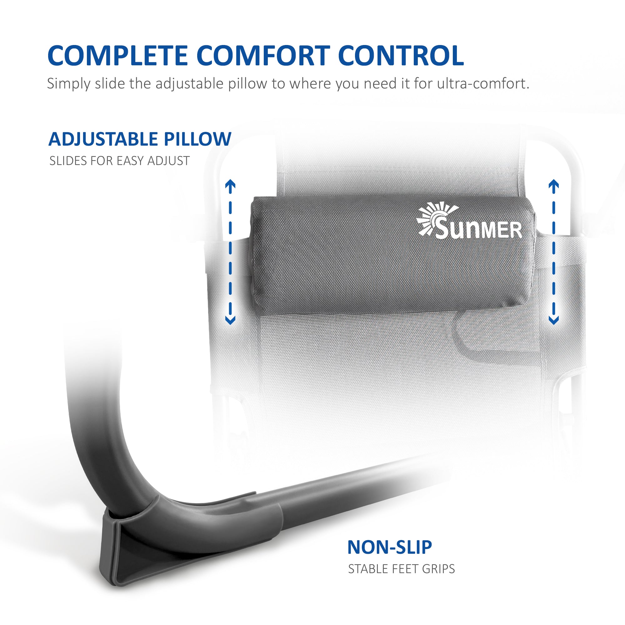 SUNMER Set of 2 Reclining Sun Loungers – Folding Garden Sunbeds with Adjustable Backrest