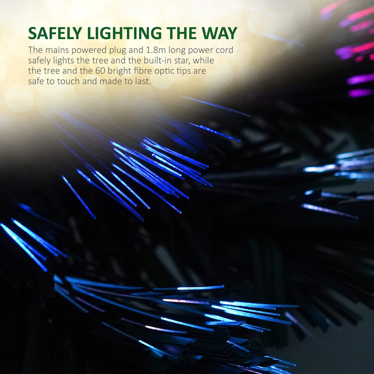 VeryMerry Fibre Optic Christmas Tree with Timer Lights, Pre-Lit Artificial Xmas Tree