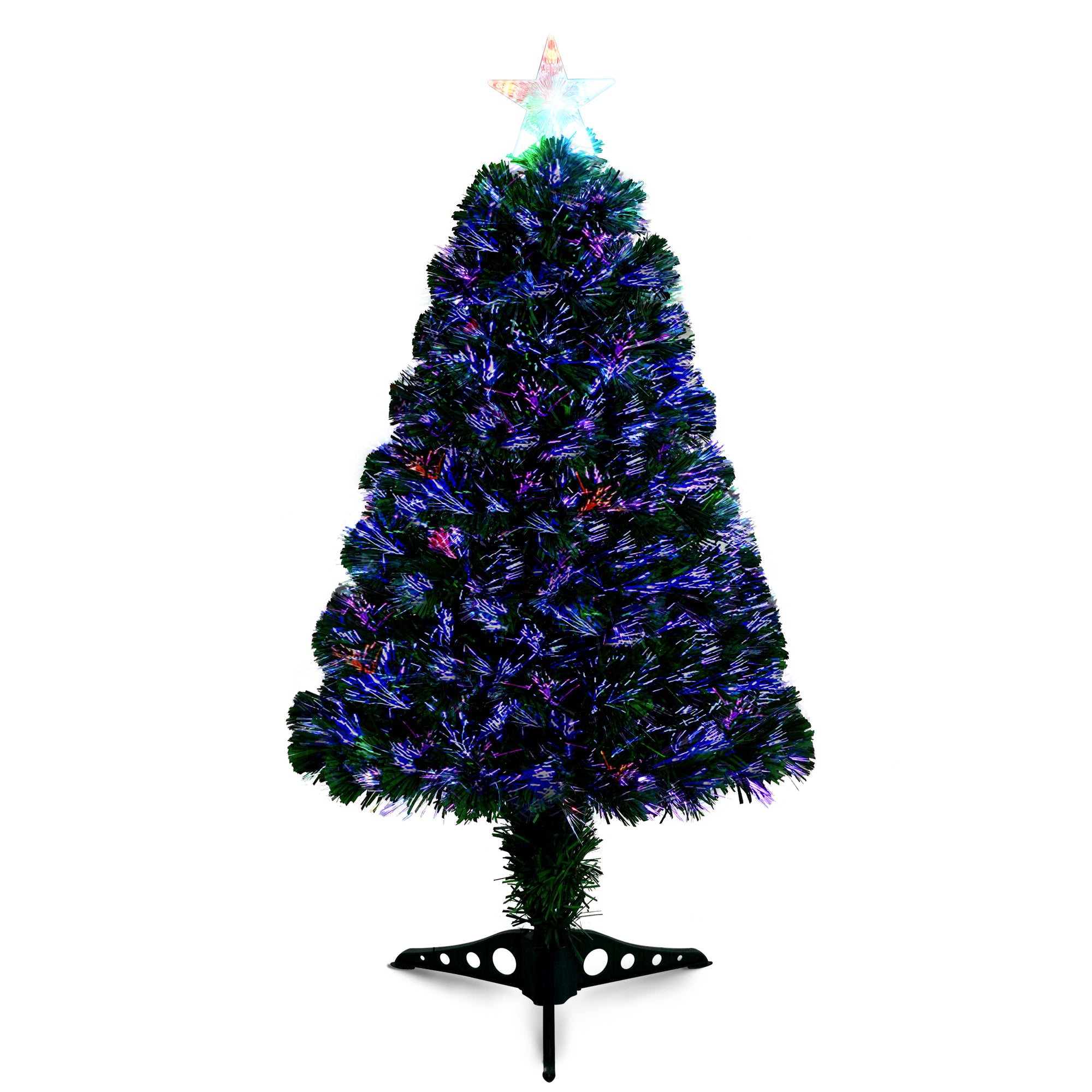 VeryMerry Fibre Optic Christmas Tree with Timer Lights, Pre-Lit Artificial Xmas Tree