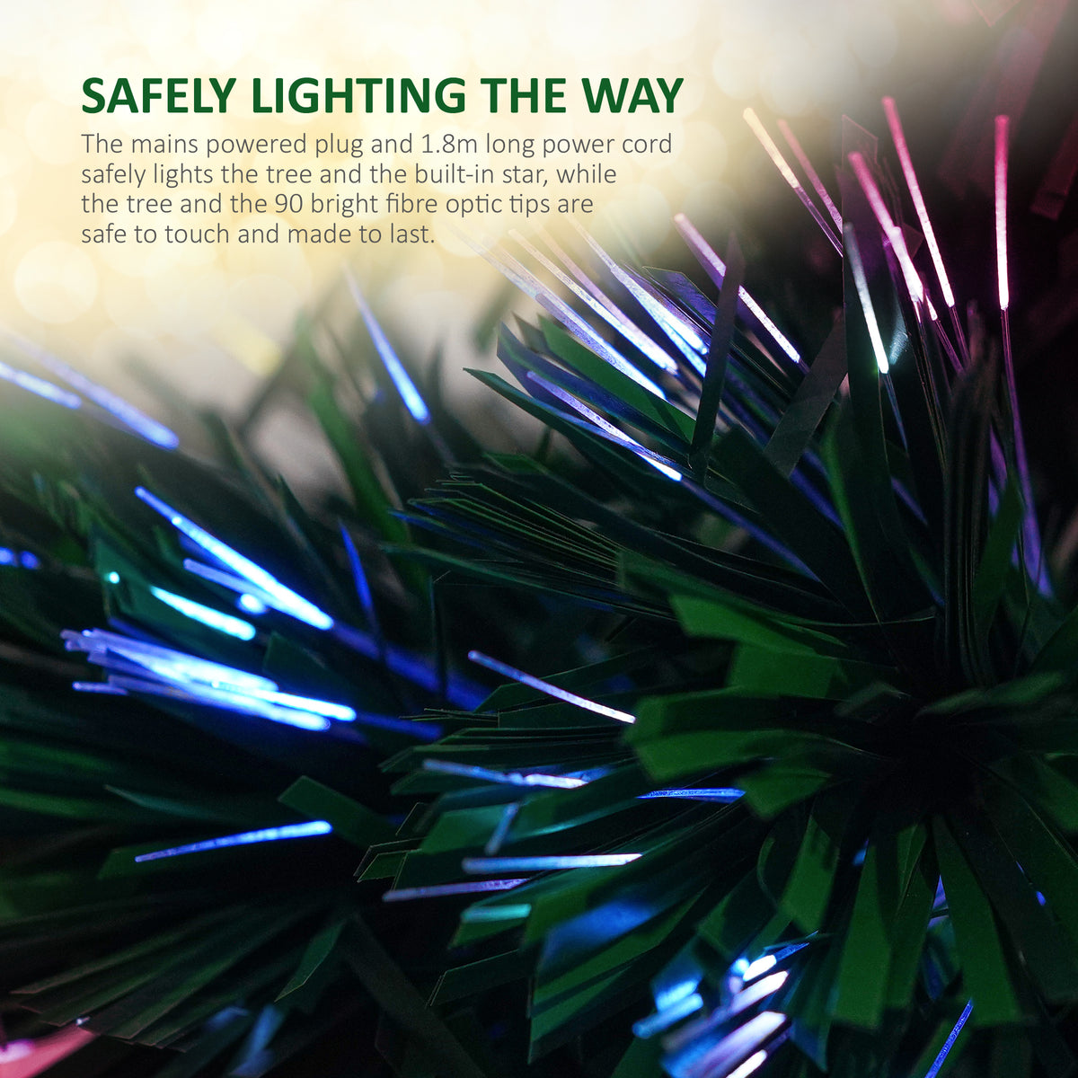VeryMerry Fibre Optic Christmas Tree with Timer Lights, Pre-Lit Artificial Xmas Tree