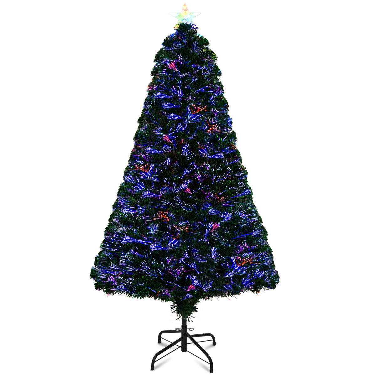 VeryMerry Fibre Optic Christmas Tree with Timer Lights, Pre-Lit Artificial Xmas Tree